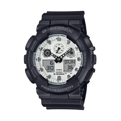 CASIO G-SHOCK GA-100WD-1AER Oversize-Uhr in Schwarz und Brilliant White – Detailansicht