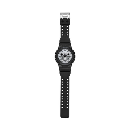 CASIO G-SHOCK GA-100WD-1AER Oversize-Uhr in Schwarz und Brilliant White – Seitenansicht