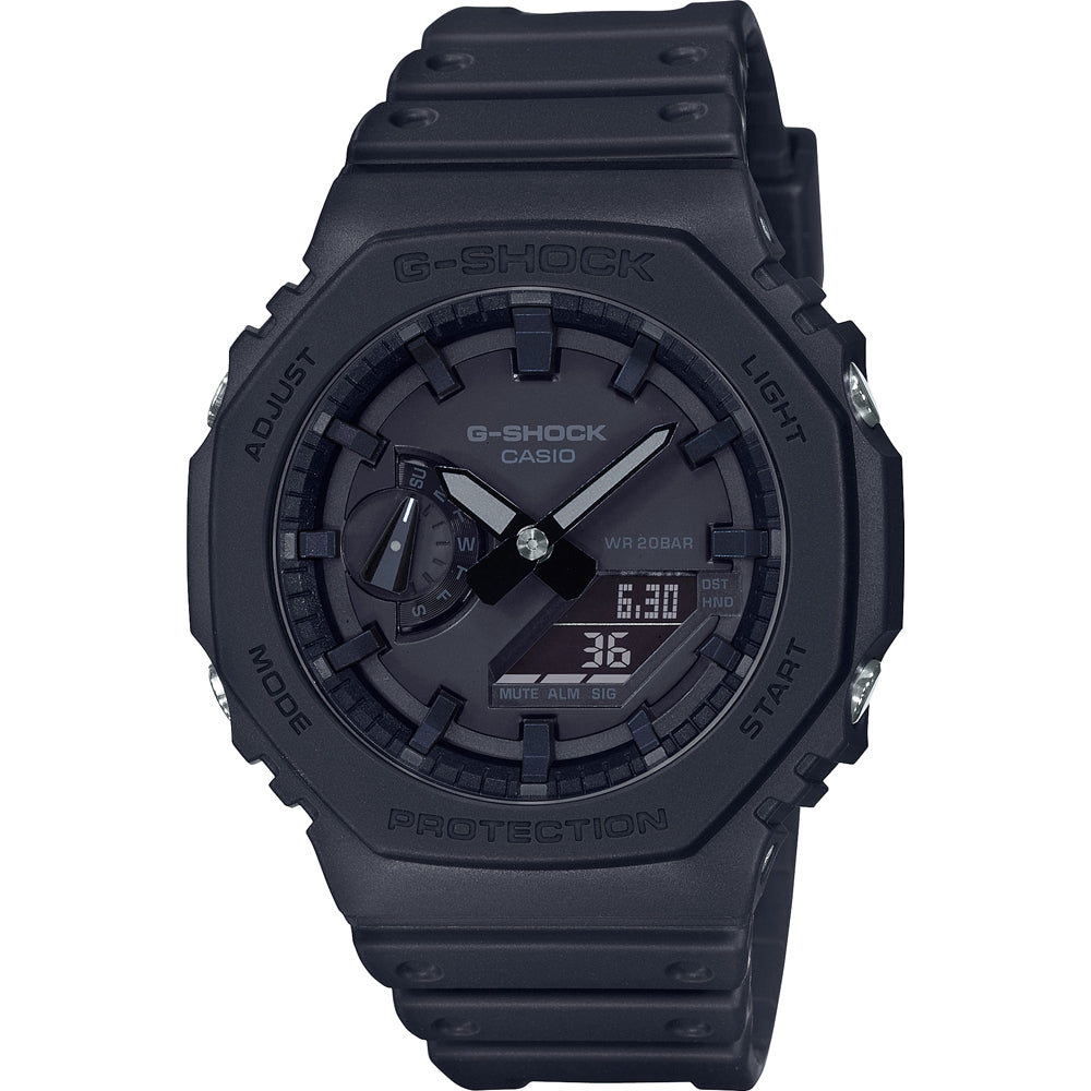 CASIO G-SHOCK GA-2100-1A1ER schwarze analog-digitale Armbanduhr – Detailansicht