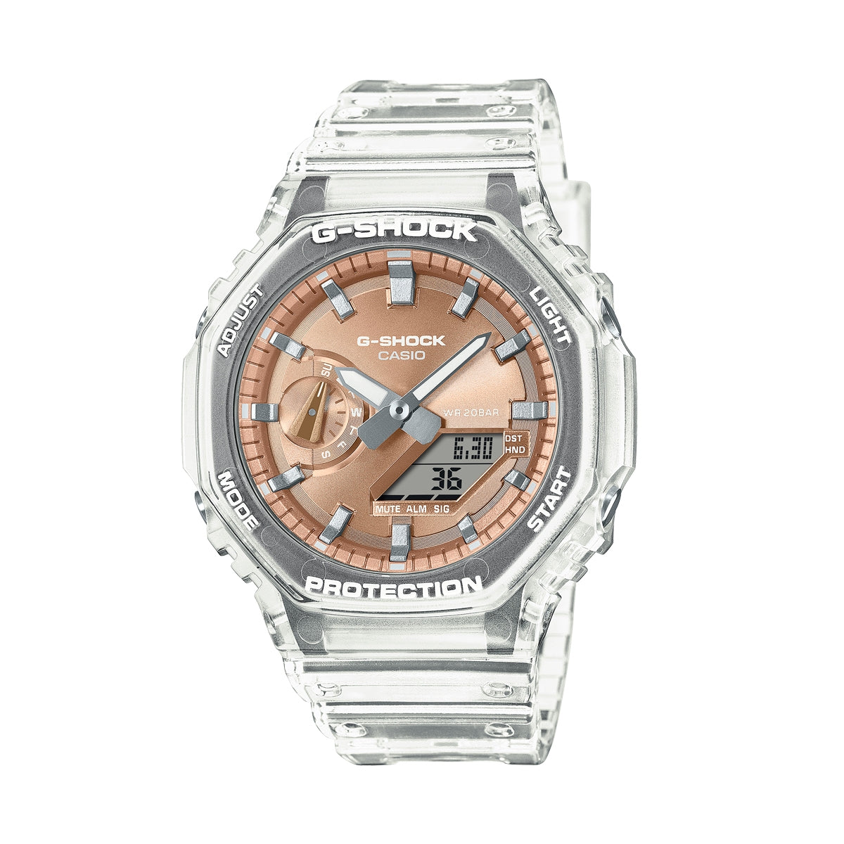 CASIO G-SHOCK Bright Metallic Rose Gold GA-2100BM-7A5ER Armbanduhr – Detailansicht