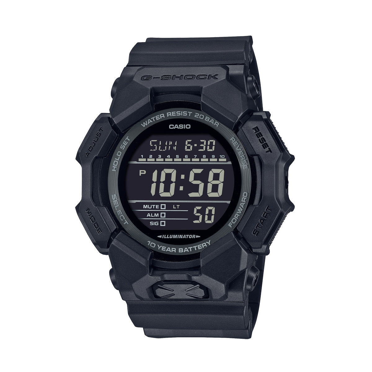 CASIO G-SHOCK GD-010-1A1ER Grand Digit Black schwarze Digitaluhr – Detailansicht