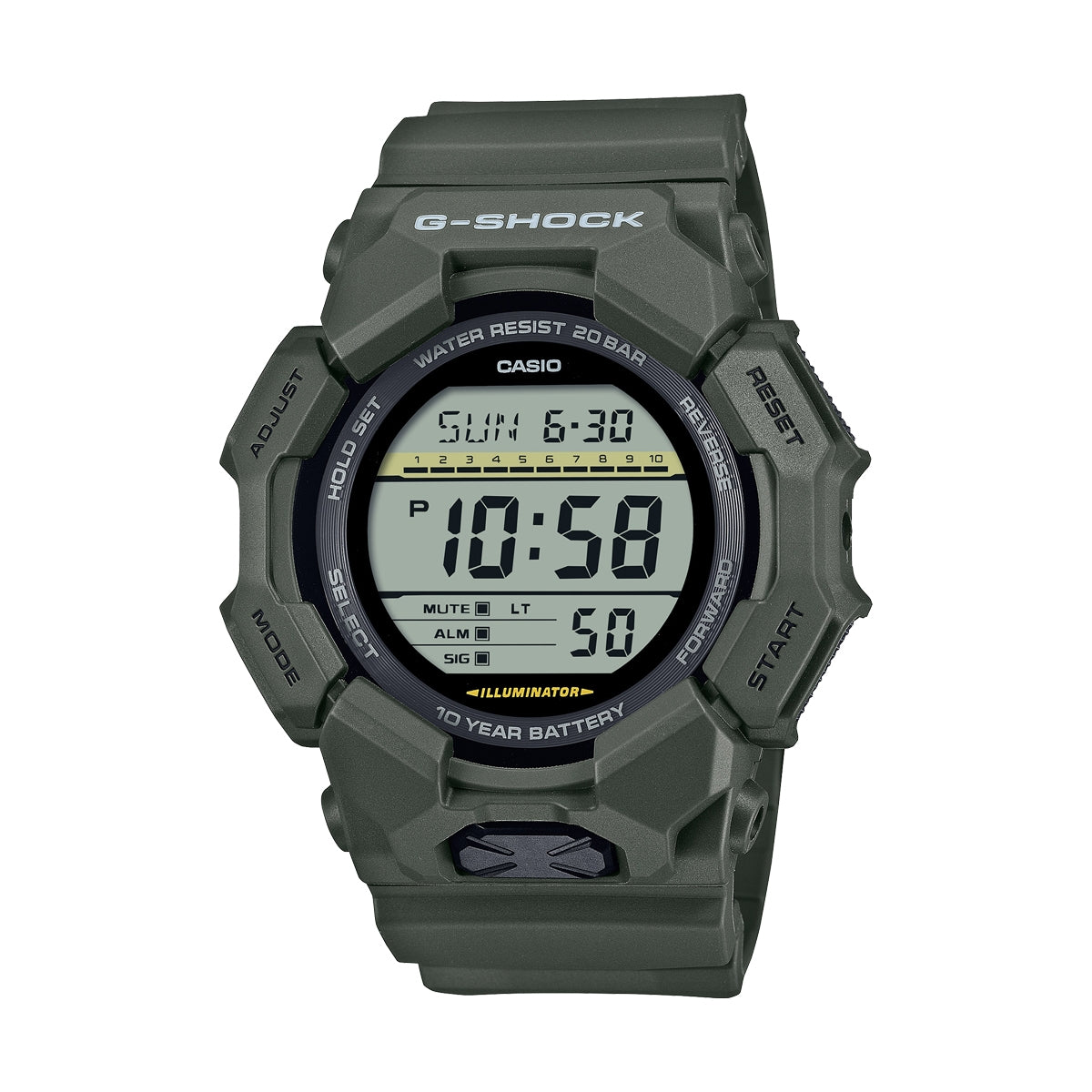 CASIO G-SHOCK GD-010-3ER Grand Digit Green digitale Armbanduhr – Detailansicht