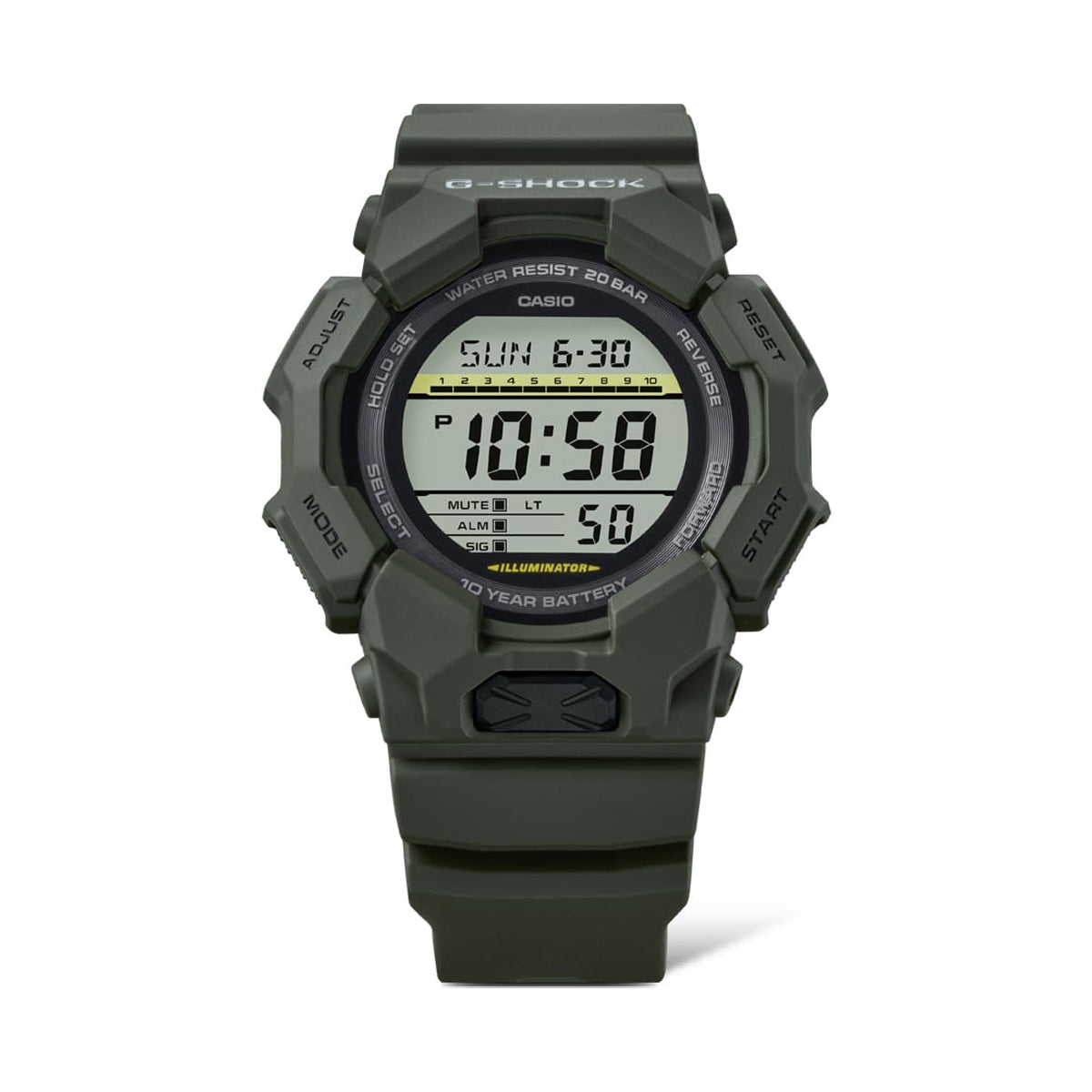 CASIO G-SHOCK GD-010-3ER Grand Digit Green digitale Armbanduhr – Seitenansicht