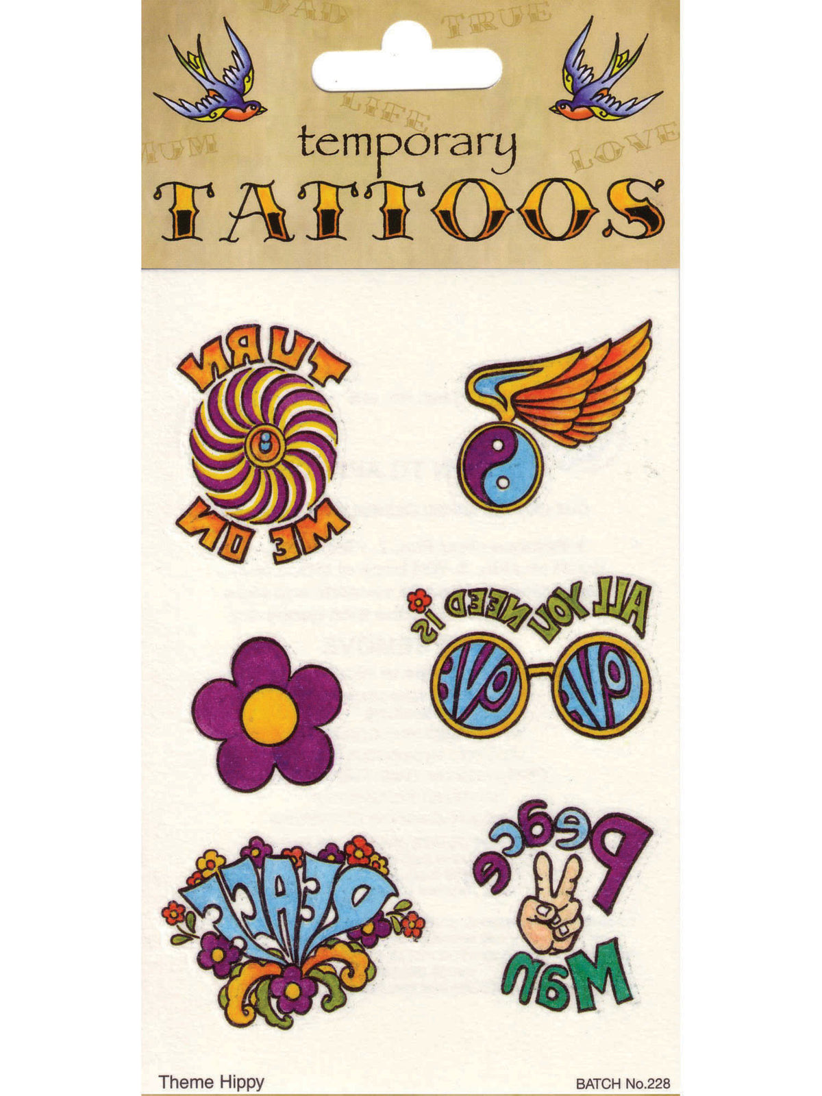 Rubies Tattoos Theme 70's(6/card) General Jokes