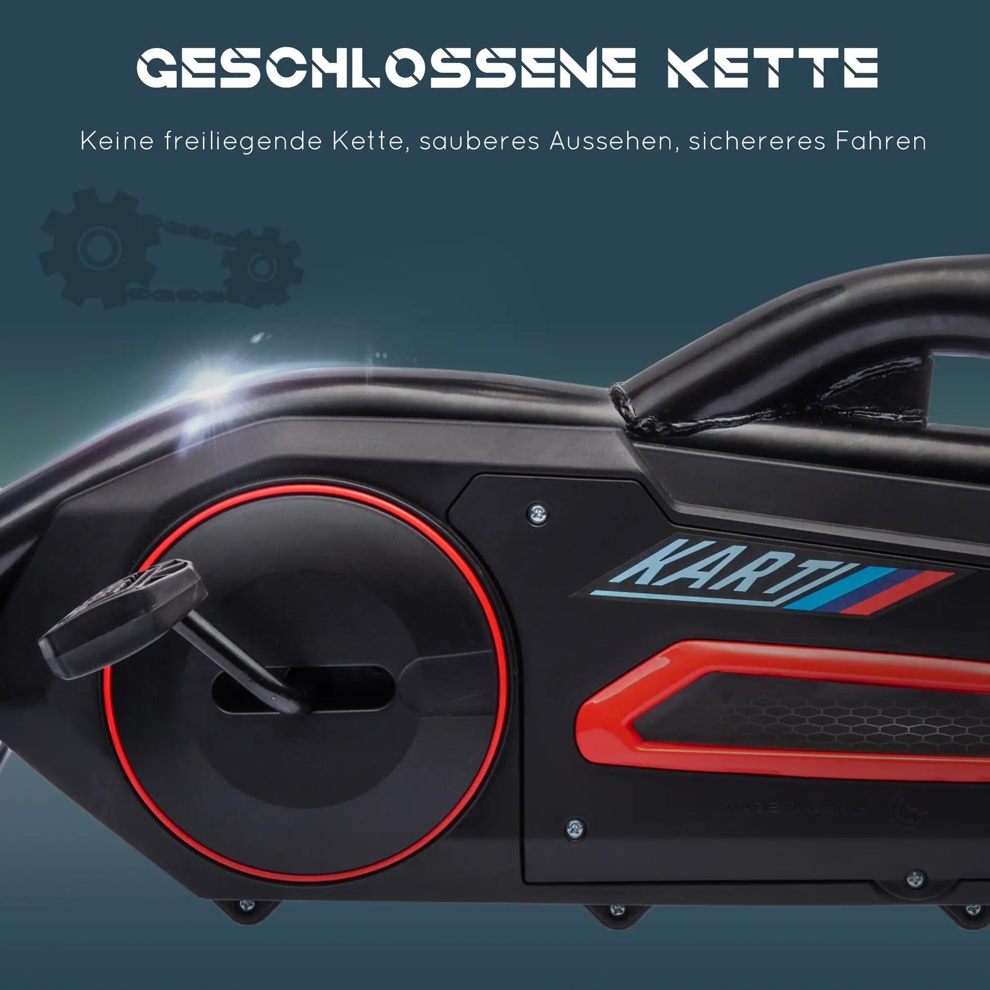 Rotes Go-Kart für Kinder mit Handbremse und verstellbarem Sitz für 3-8 Jahre.