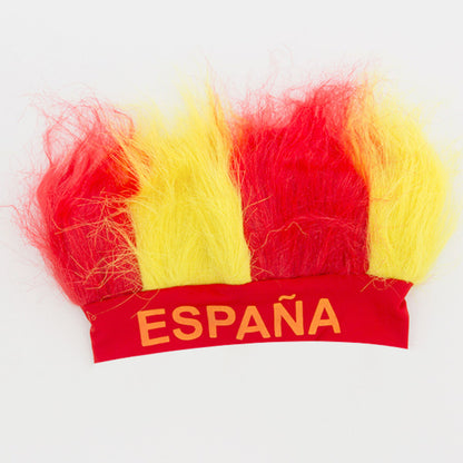 BigBuy Party Perücke Spanische Flagge aus Synthesefasern für Fussballfans – Detailansicht