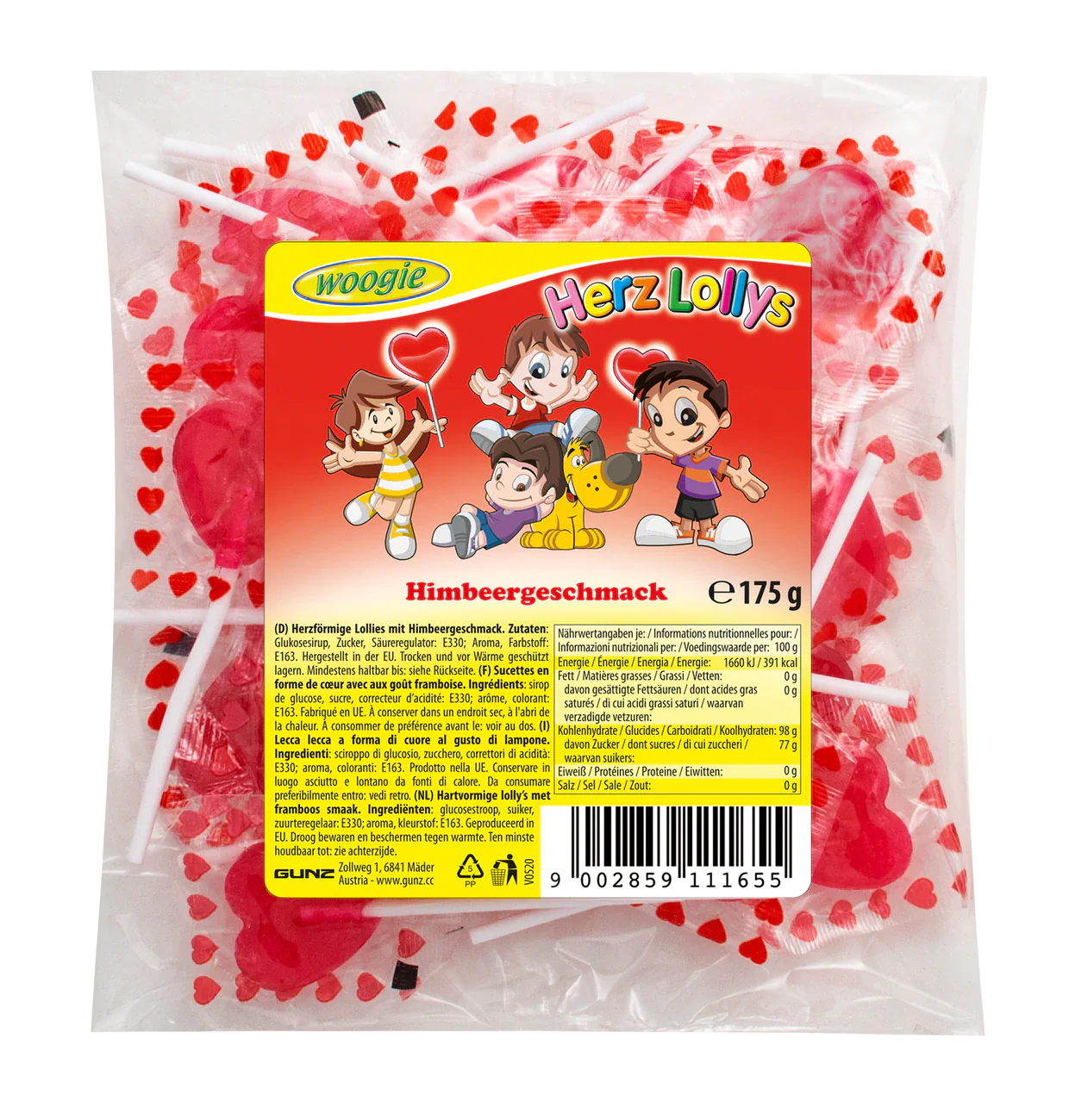 Herzlolly's mit Himbeergeschmack 175g