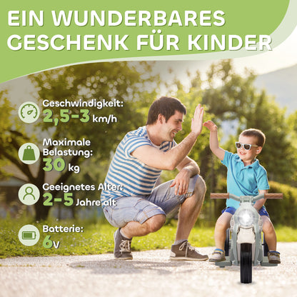 AIYAPLAY Kinder Elektro-Motorrad 6V Cremeweiss – Musik & Blasen - Fasnacht24.ch – Rückansicht
