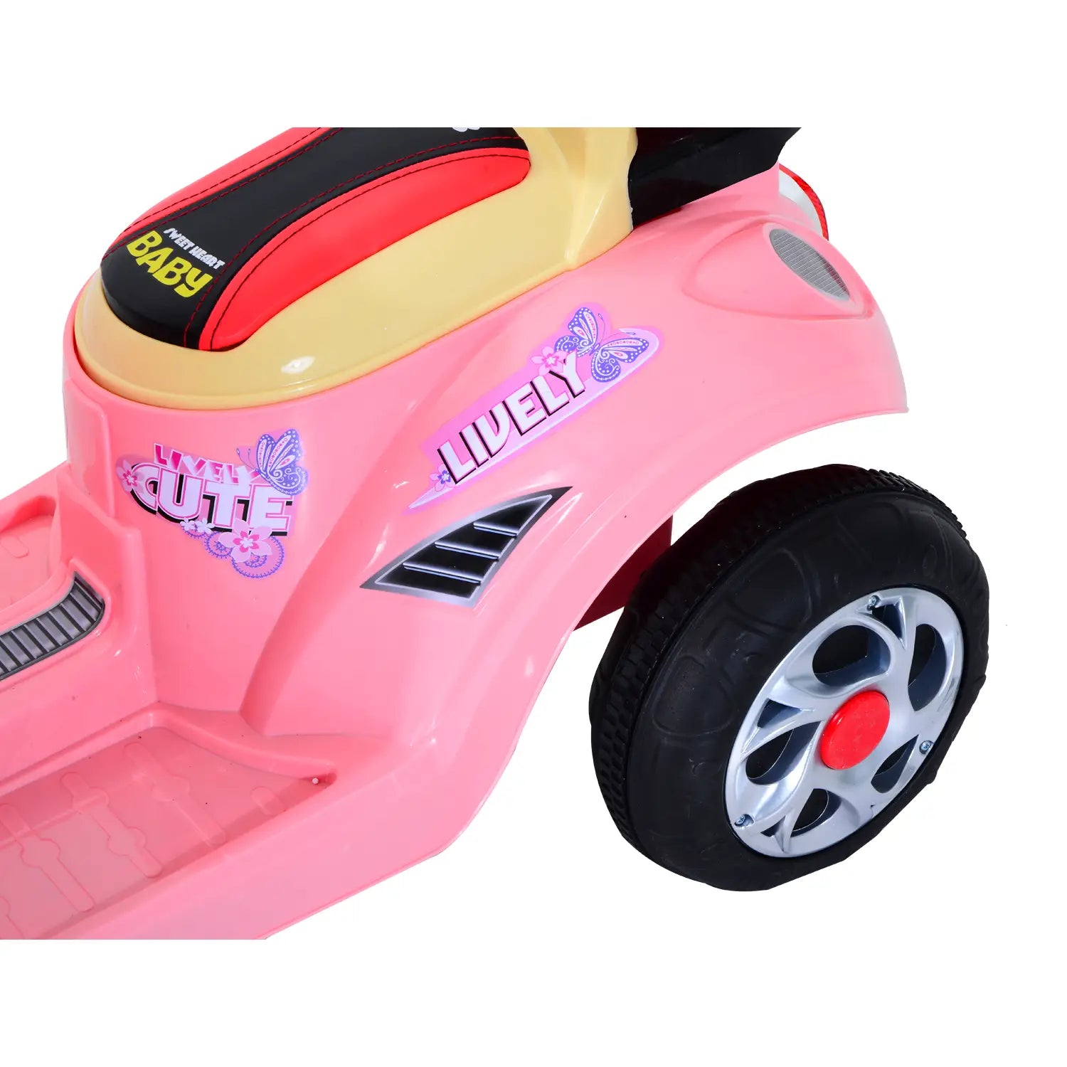 HOMCOM Kinder Elektromotorrad Dreirad – 6V Elektrofahrzeug Rosa-Gelb - Fasnacht24.ch