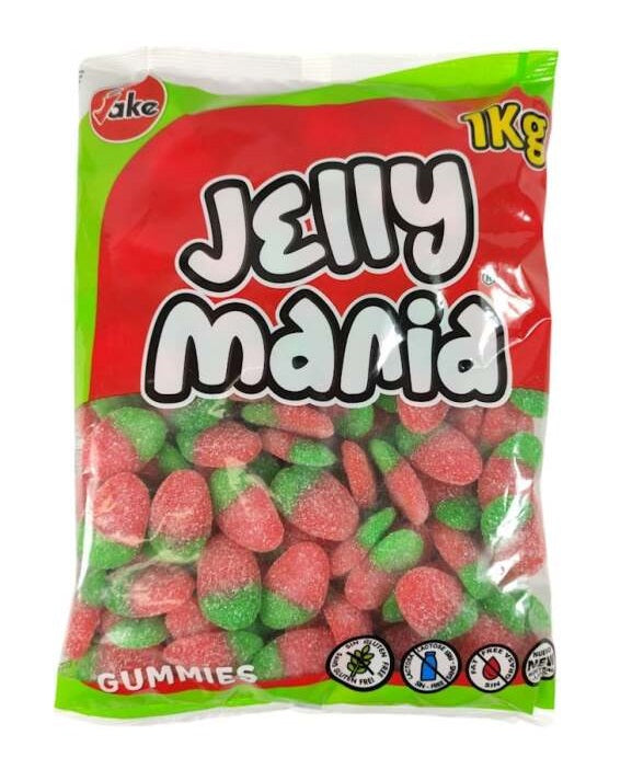 Jake Jelly Mania Sour Wild Strawberries Fruchtgummi 100g Produktbild – Detailansicht