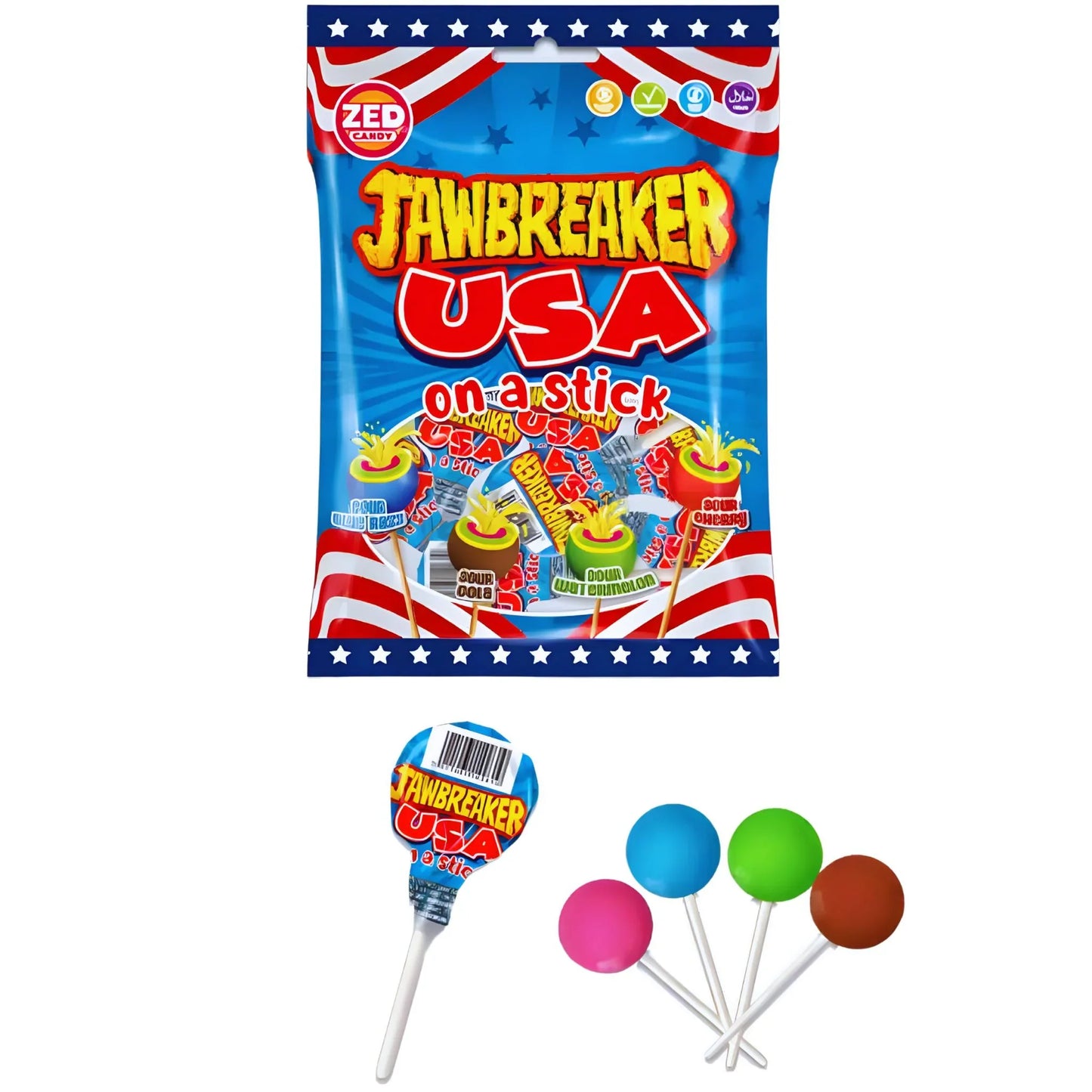 ZED Candy Jawbreaker USA am Stiel 160g – Produktansicht