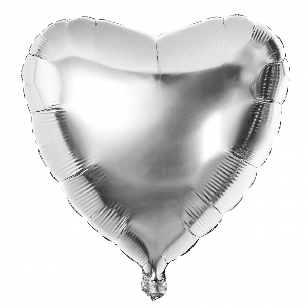 FunnyFashion Silberner Folienballon Herz 80x75 cm Metallic Dekoration
