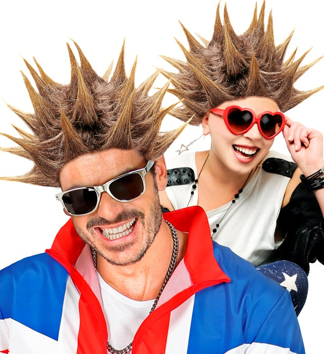 Punk-Perücke mit Irokesenschnitt in auffälligem Stil für Fasnacht und Karneval