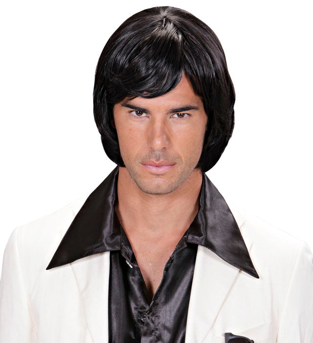 Schwarze Dream Hair Perücke Adam in farbiger Box für Fasnacht und Karneval