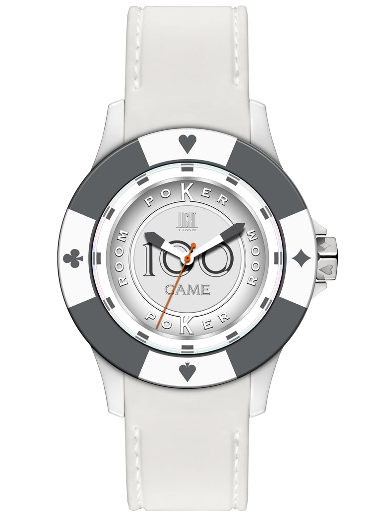 LIGHT TIME POKER Armbanduhr White Grey – Produktansicht