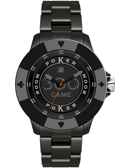 LIGHT TIME POKER All Black Uhr – Produktansicht