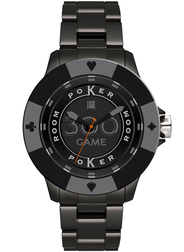 LIGHT TIME POKER All Black Uhr – Produktansicht