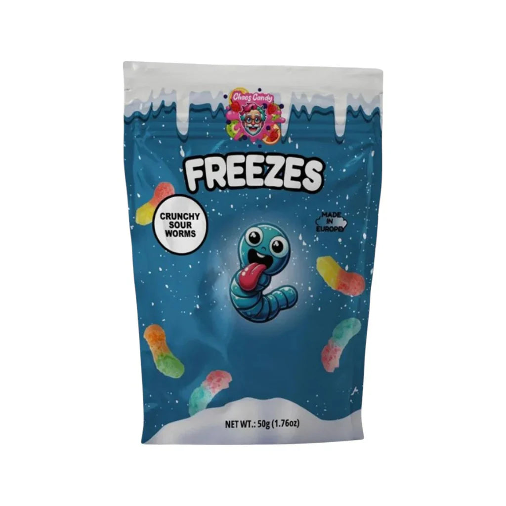 Hitschies Chaos Candy Freezes Crunchy Sour Worms 50g Fruchtgummi – Produktansicht
