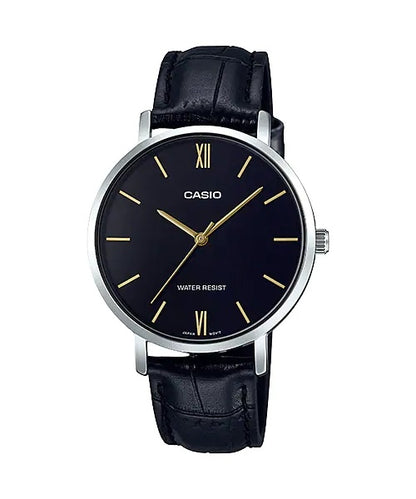 CASIO COLLECTION Mod. MINIMAL, LEATHER - BLACK