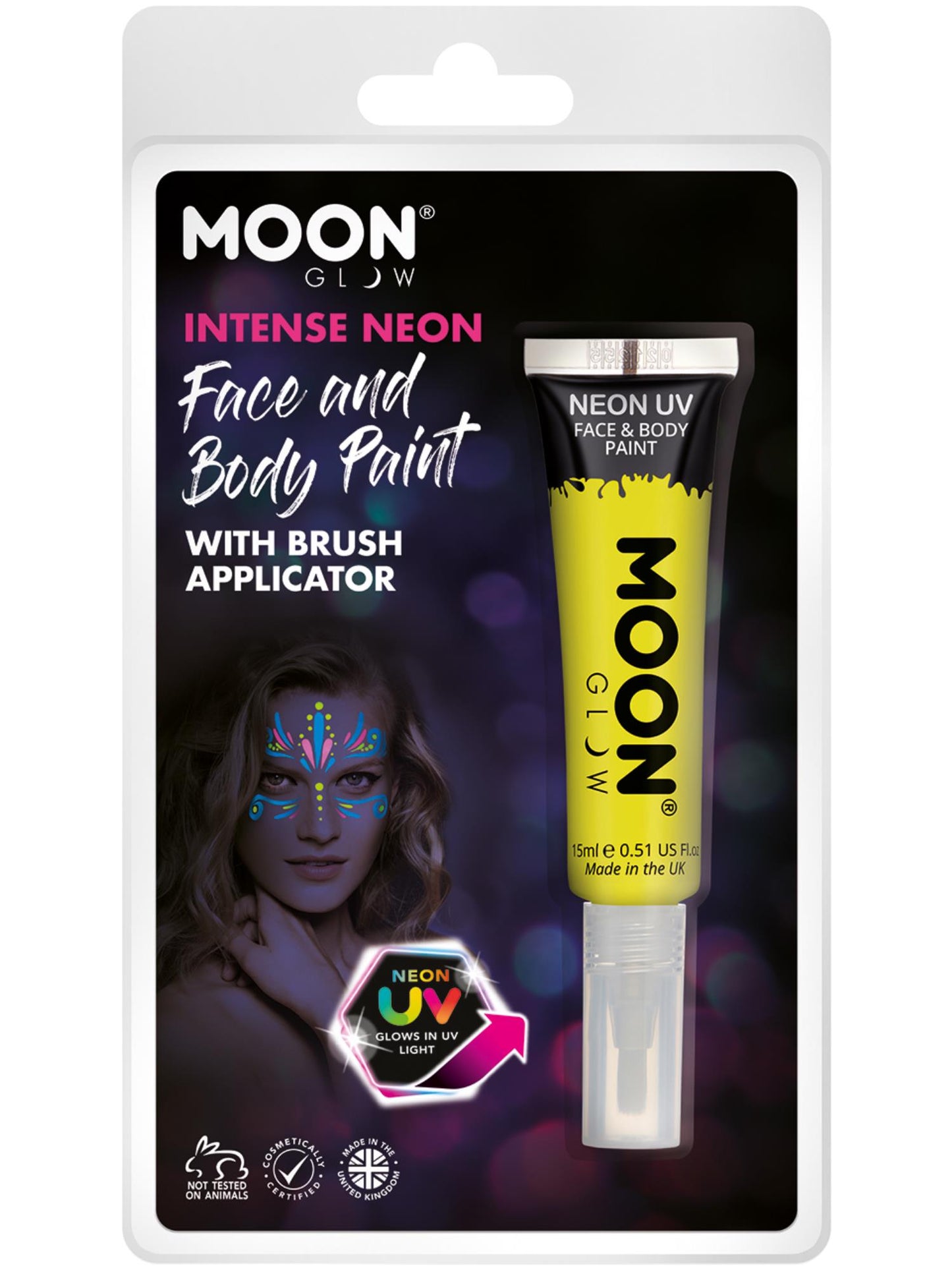 Smiffys Moon Glow Intense Neon UV Face Paint, Yellow CD für Unisex