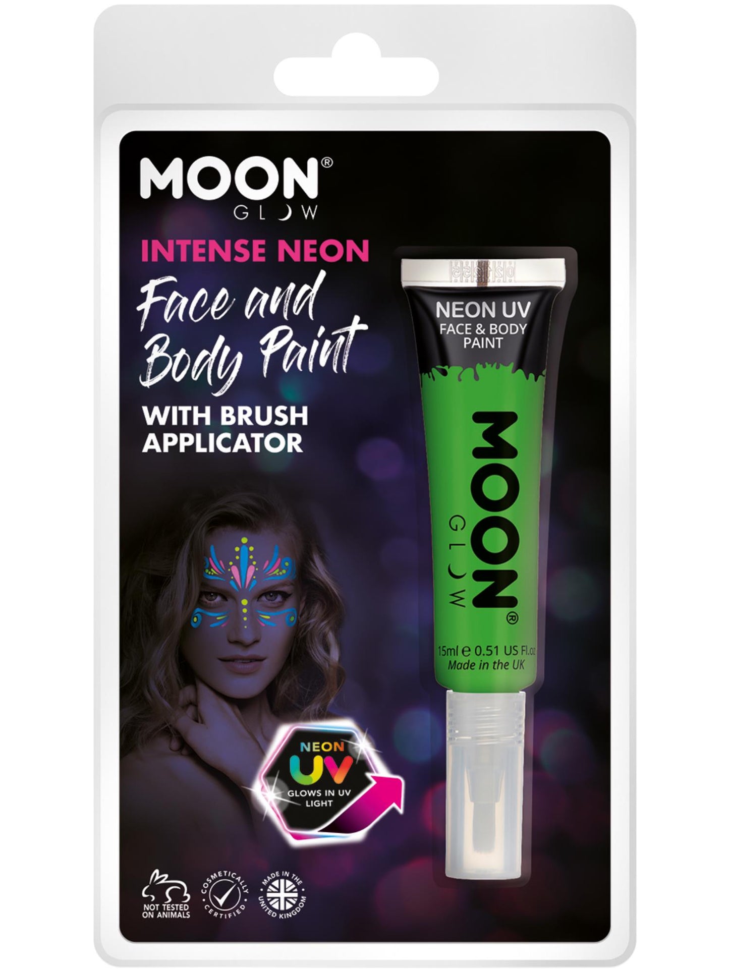 Smiffys Moon Glow Intense Neon UV Face Paint, Green CD für Unisex