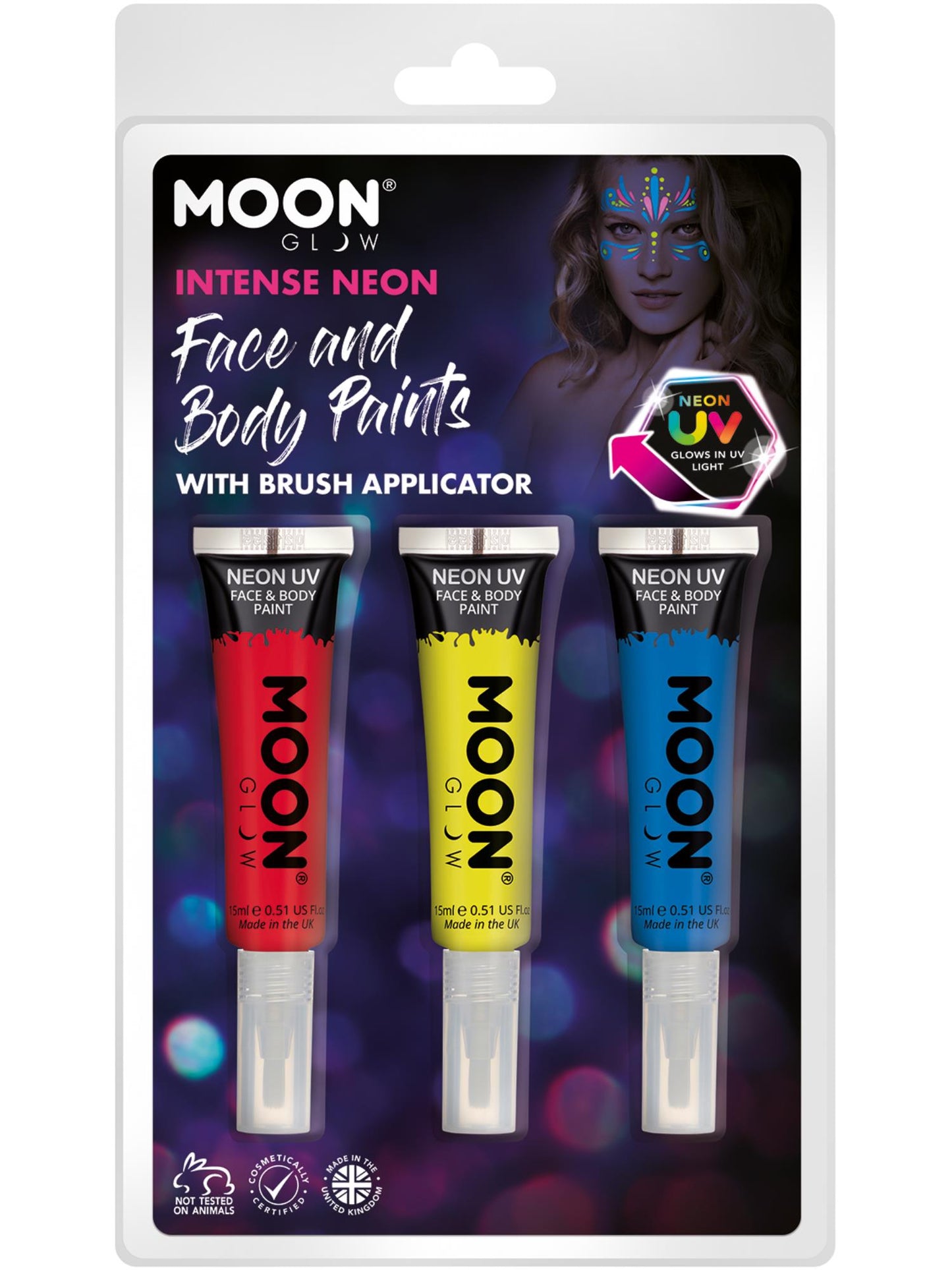 Smiffys Moon Glow Intense Neon UV Face Paint and Brush, CD für Unisex