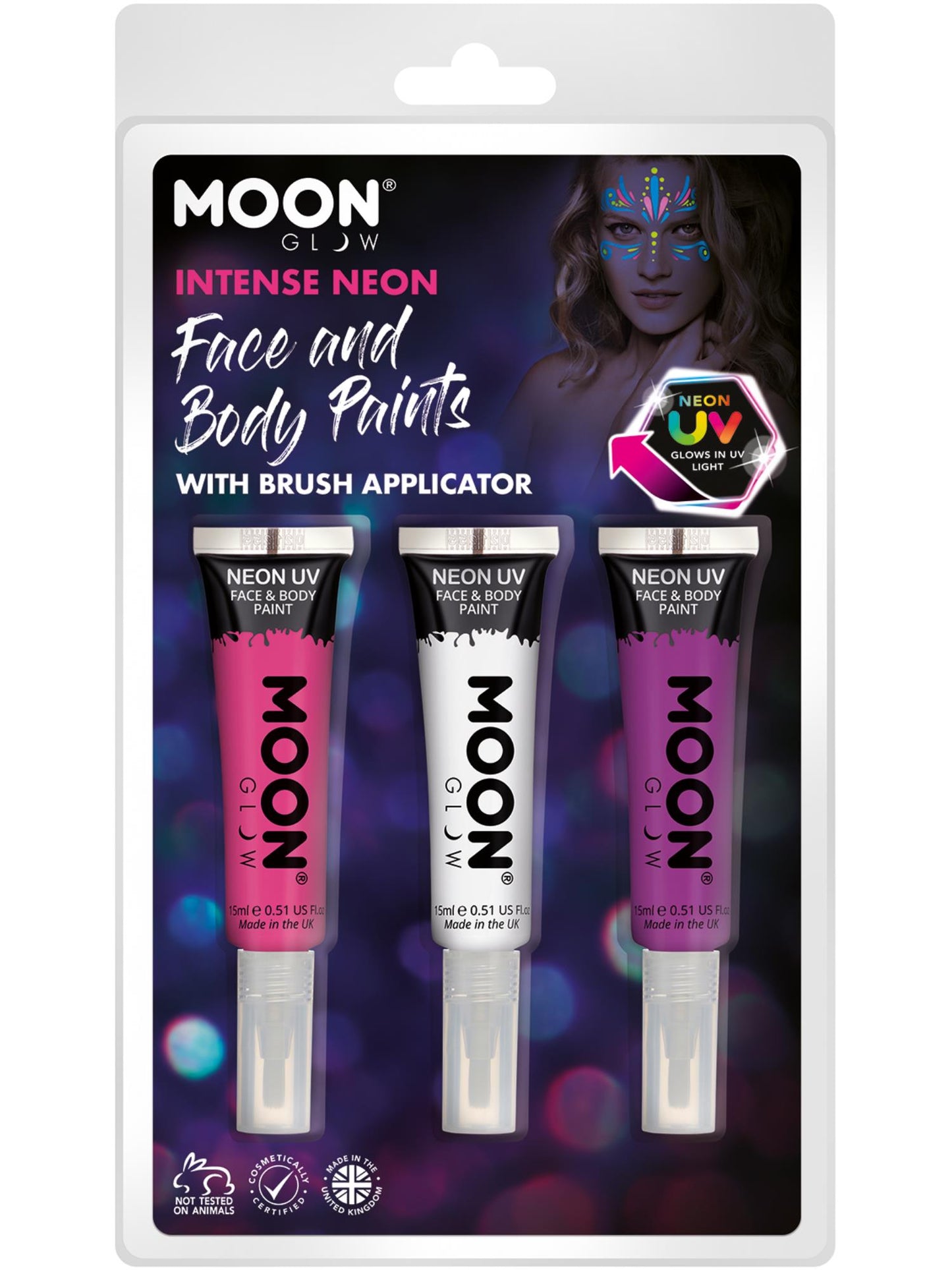 Smiffys Moon Glow Intense Neon UV Face Paint and Brush, CD für Unisex