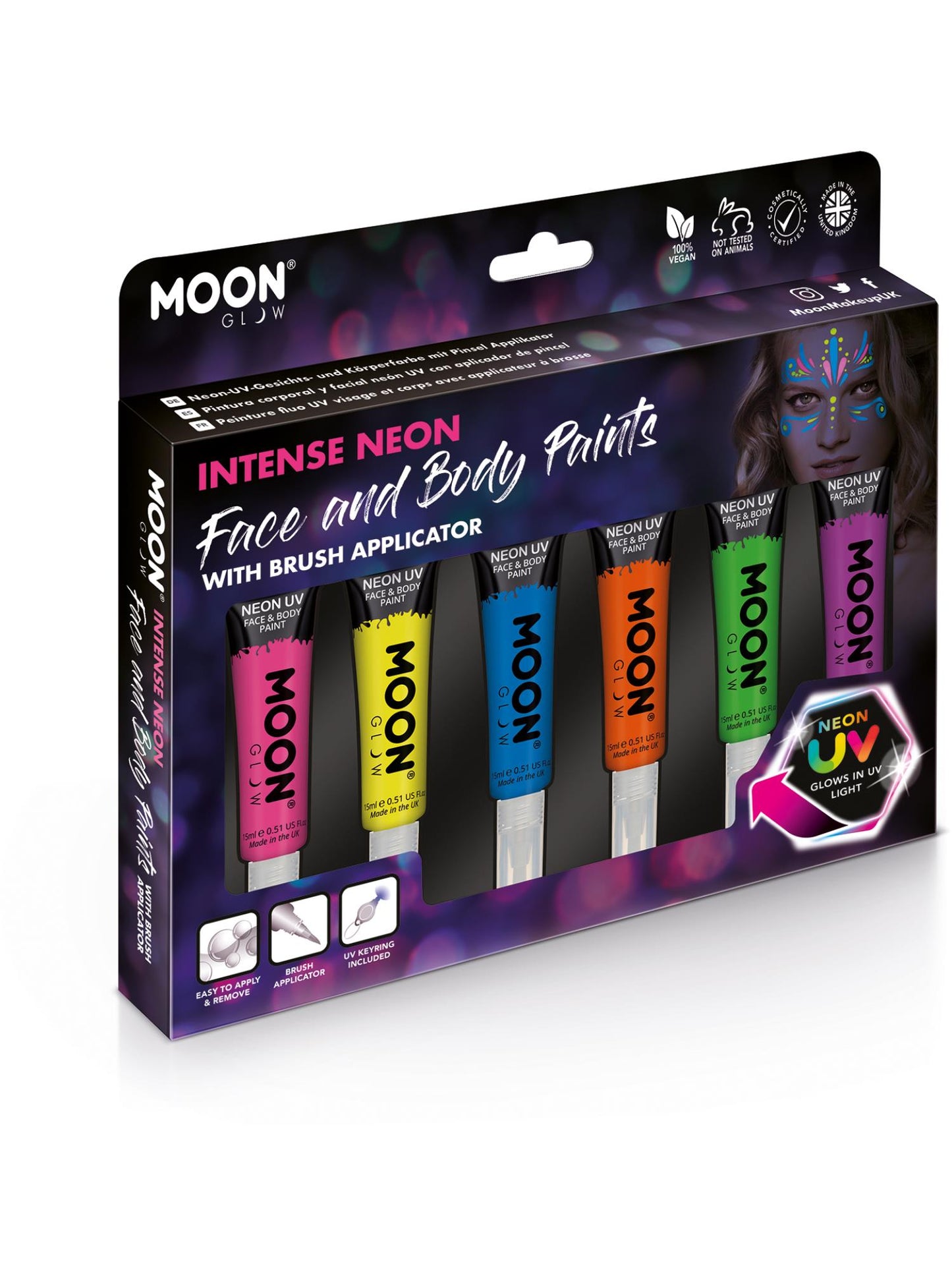 Smiffys Moon Glow Intense Neon UV Face Paint, Assorted CD für Unisex