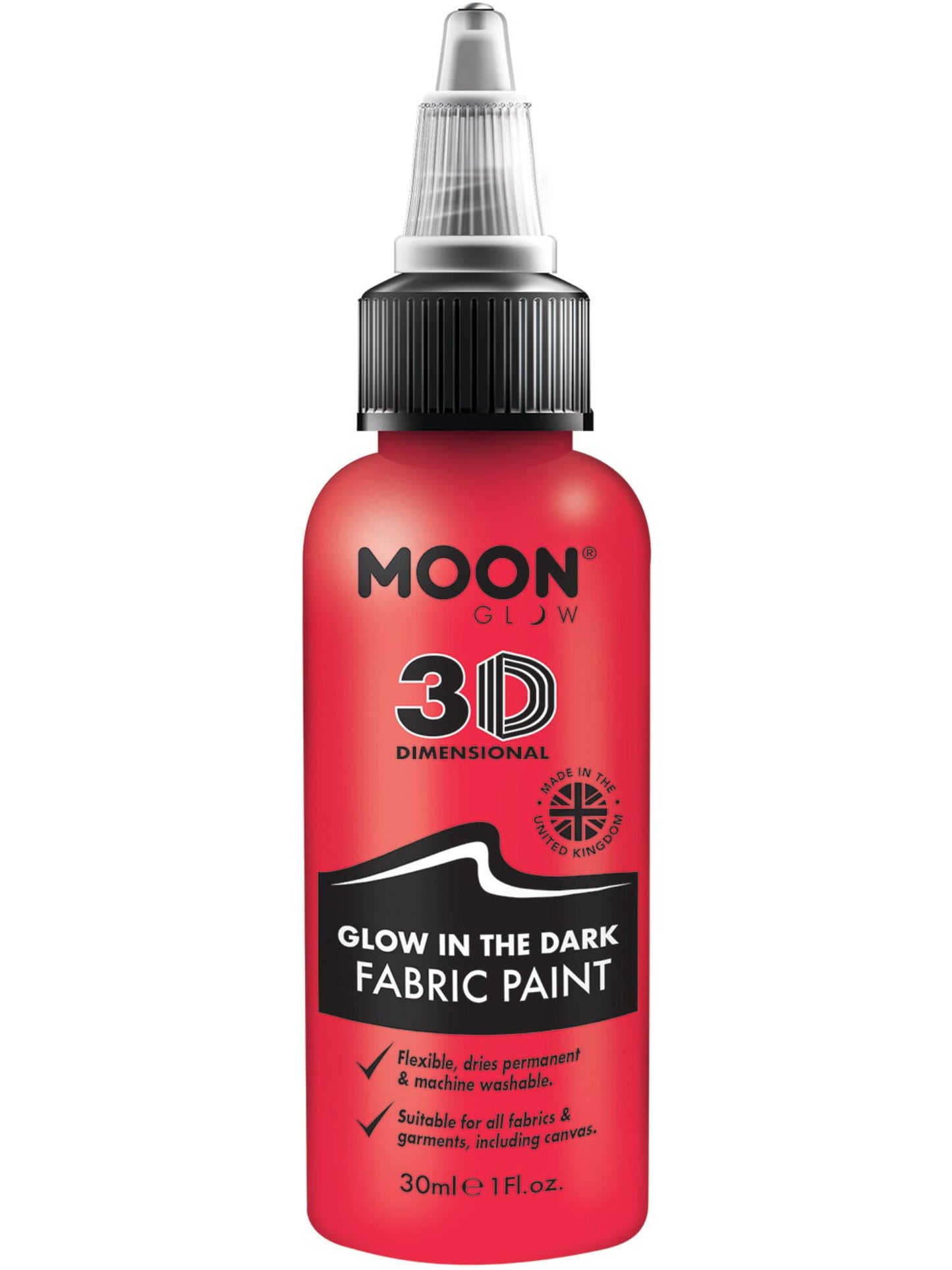 Smiffys Moon Glow - Glow in the Dark Fabric Paint, Red CD für Unisex