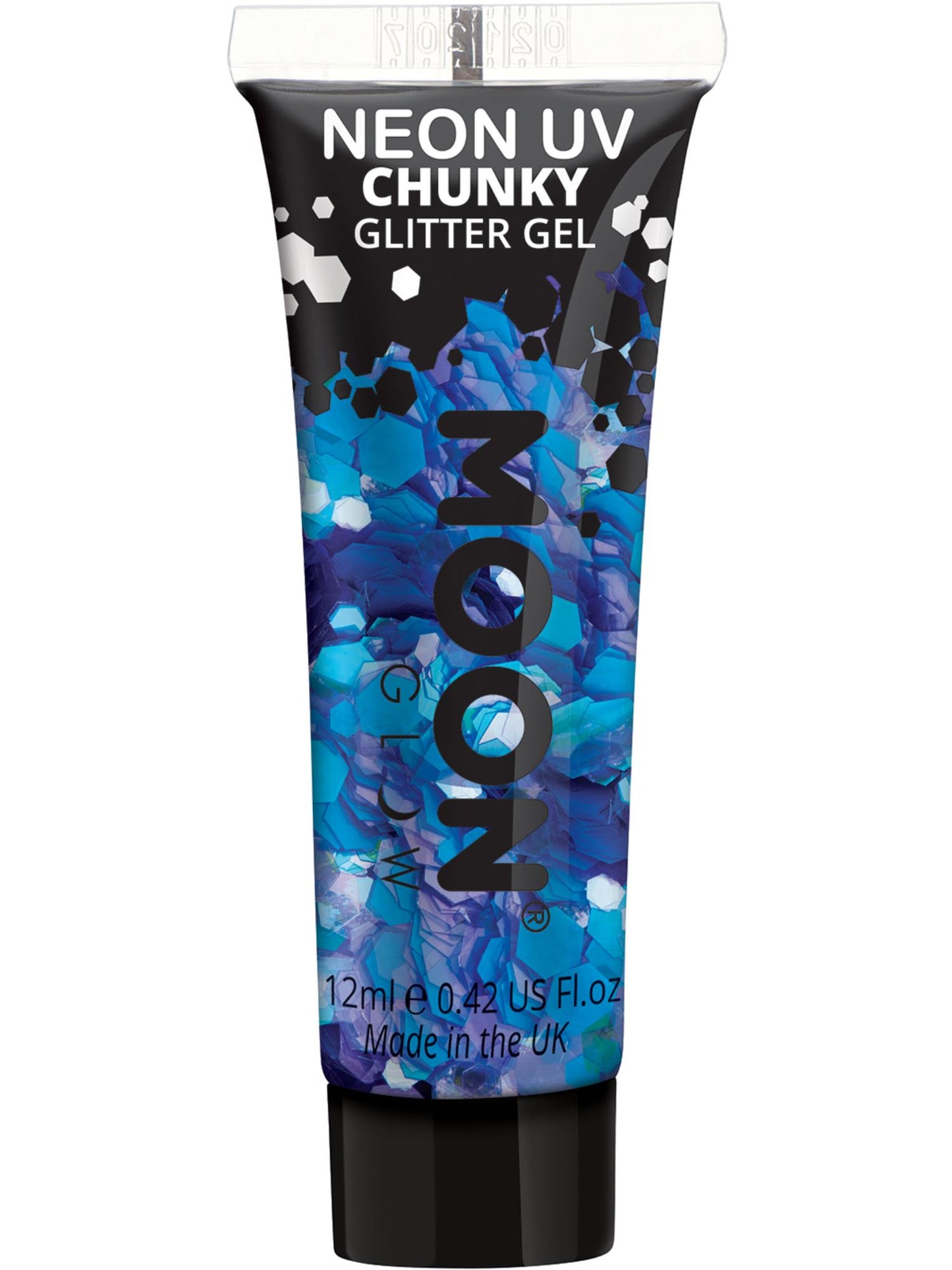 Smiffys Moon Glow - Neon UV Chunky Glitter Gel, Blue CD für Unisex
