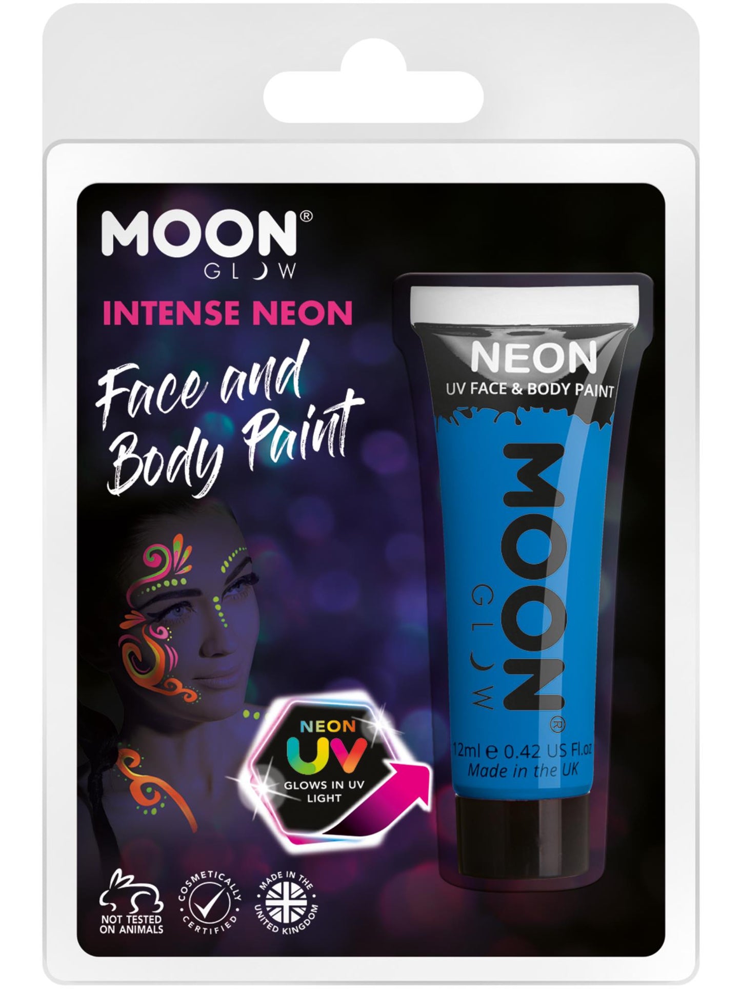 Smiffys Moon Glow Intense Neon UV Face Paint, Intense Blue CD für Unisex