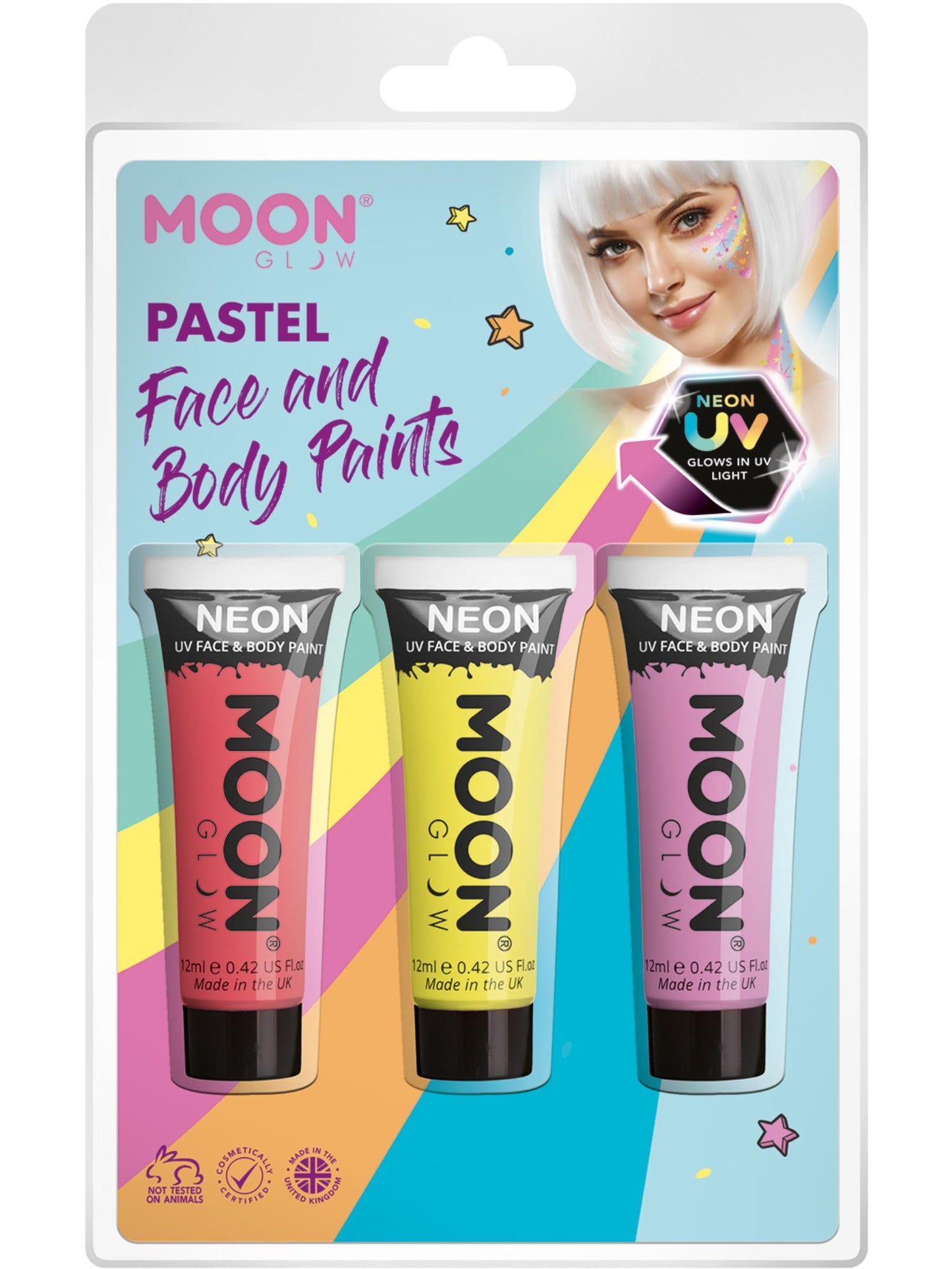 Smiffys Moon Glow Pastel Neon UV Face Paint, CD für Unisex