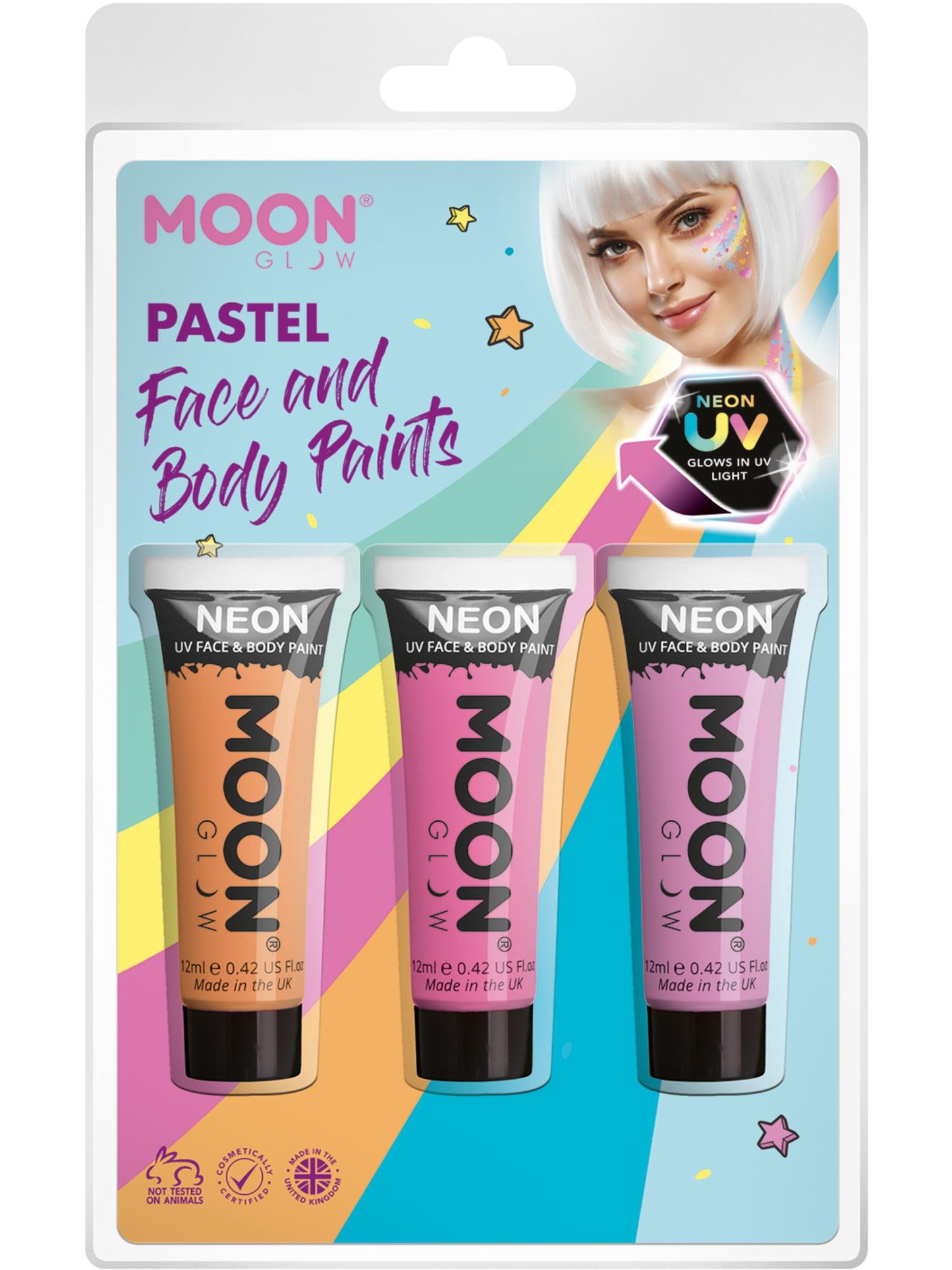 Smiffys Moon Glow Pastel Neon UV Face Paint, CD für Unisex