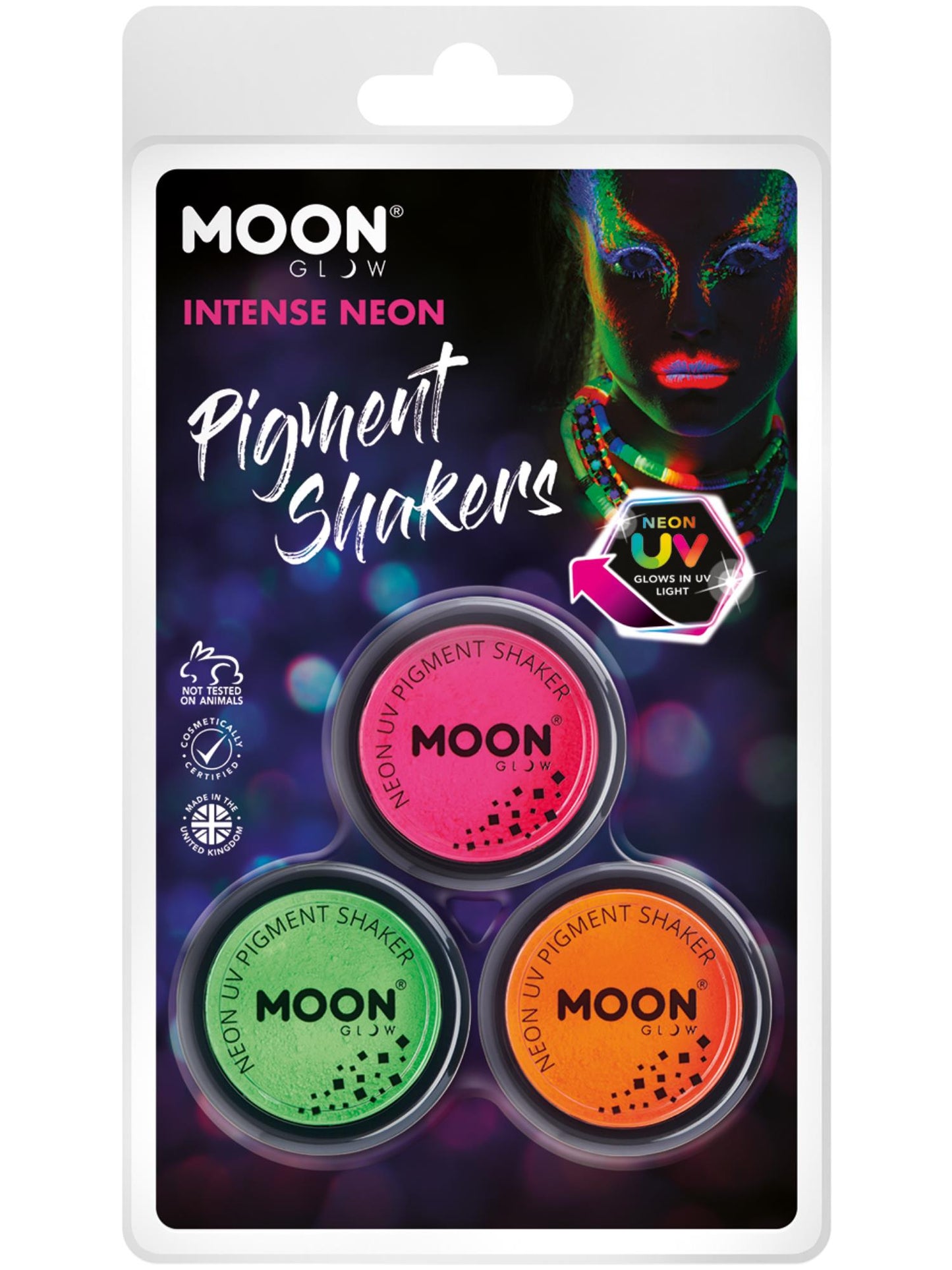 Smiffys Moon Glow Intense Neon UV Pigment Shakers CD für Unisex