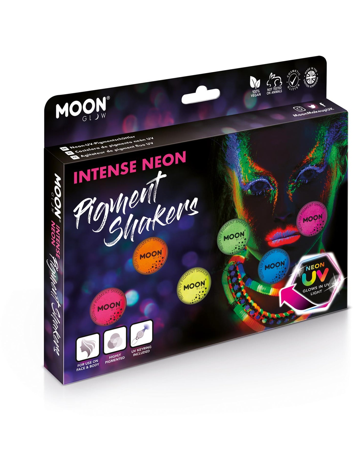 Smiffys Moon Glow Intense Neon UV Pigment Shakers, Assorte CD für Unisex