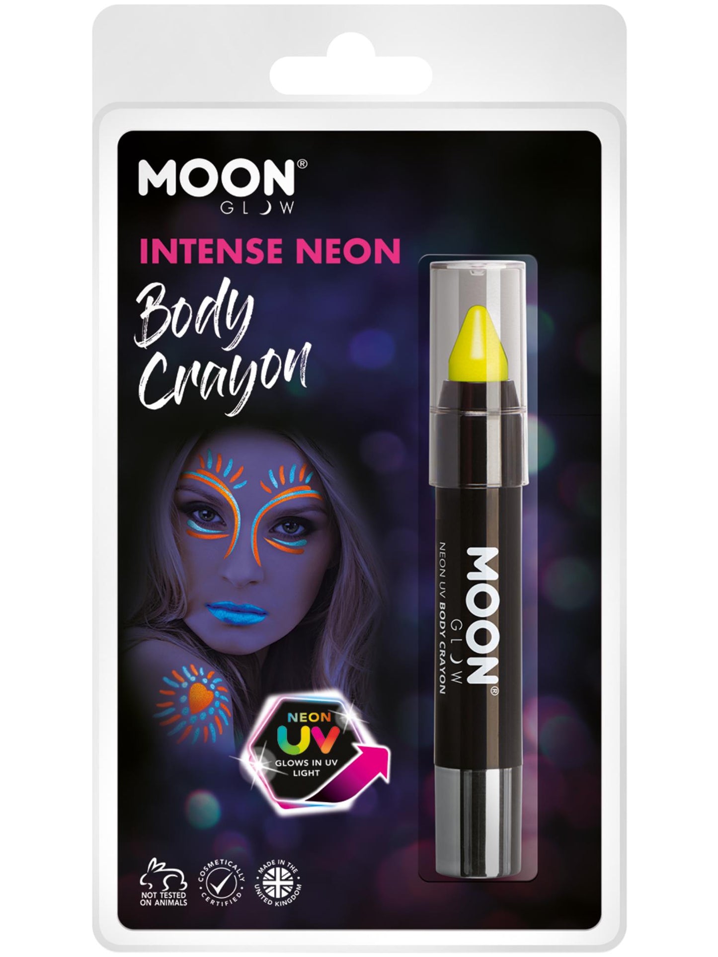 Smiffys Moon Glow Intense Neon UV Body Crayons, Intense Ye CD für Unisex