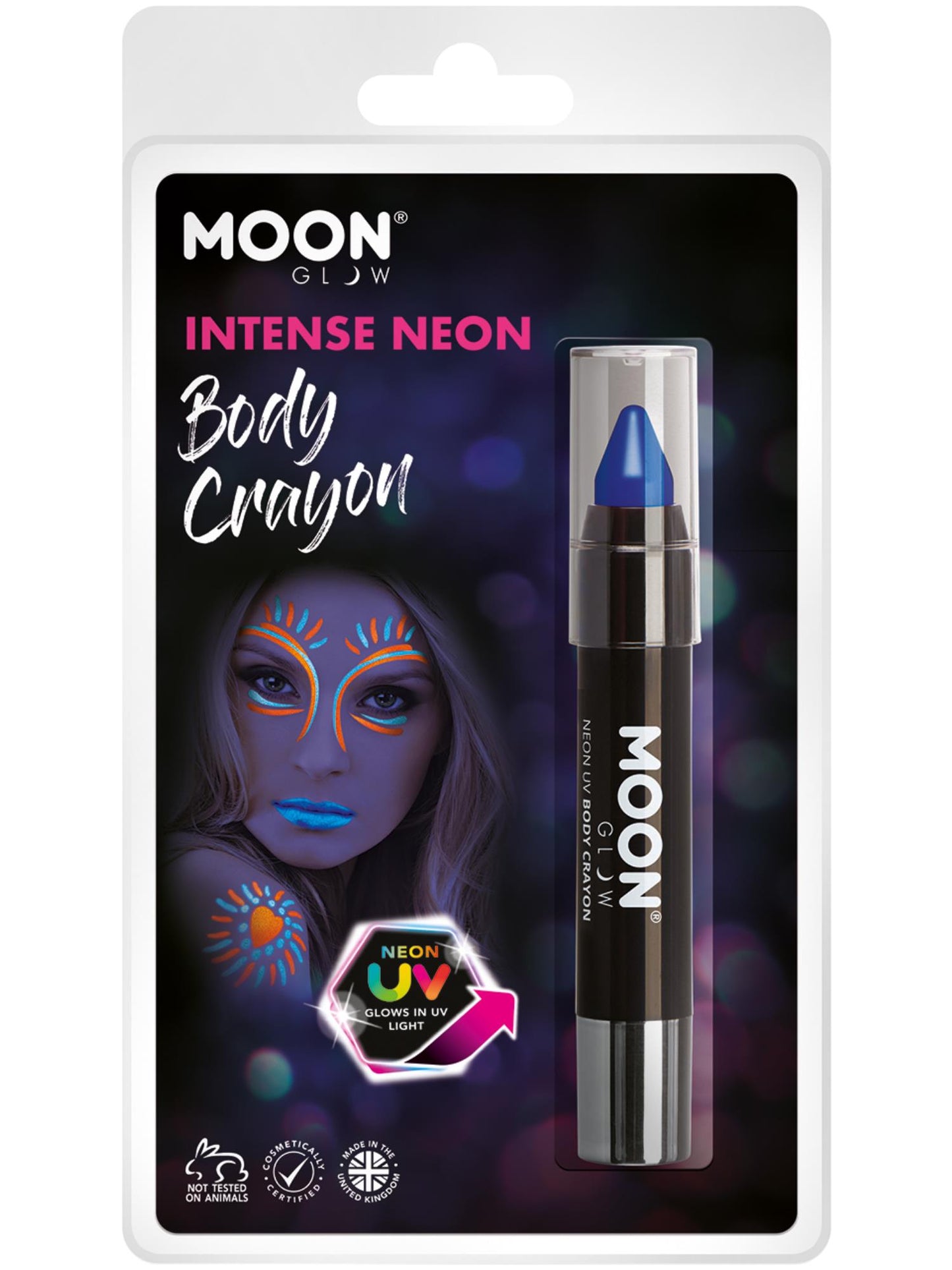 Smiffys Moon Glow Intense Neon UV Body Crayons, Intense Bl CD für Unisex