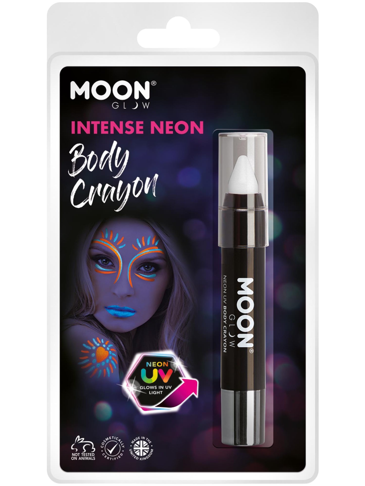 Smiffys Moon Glow Intense Neon UV Body Crayons, White CD für Unisex