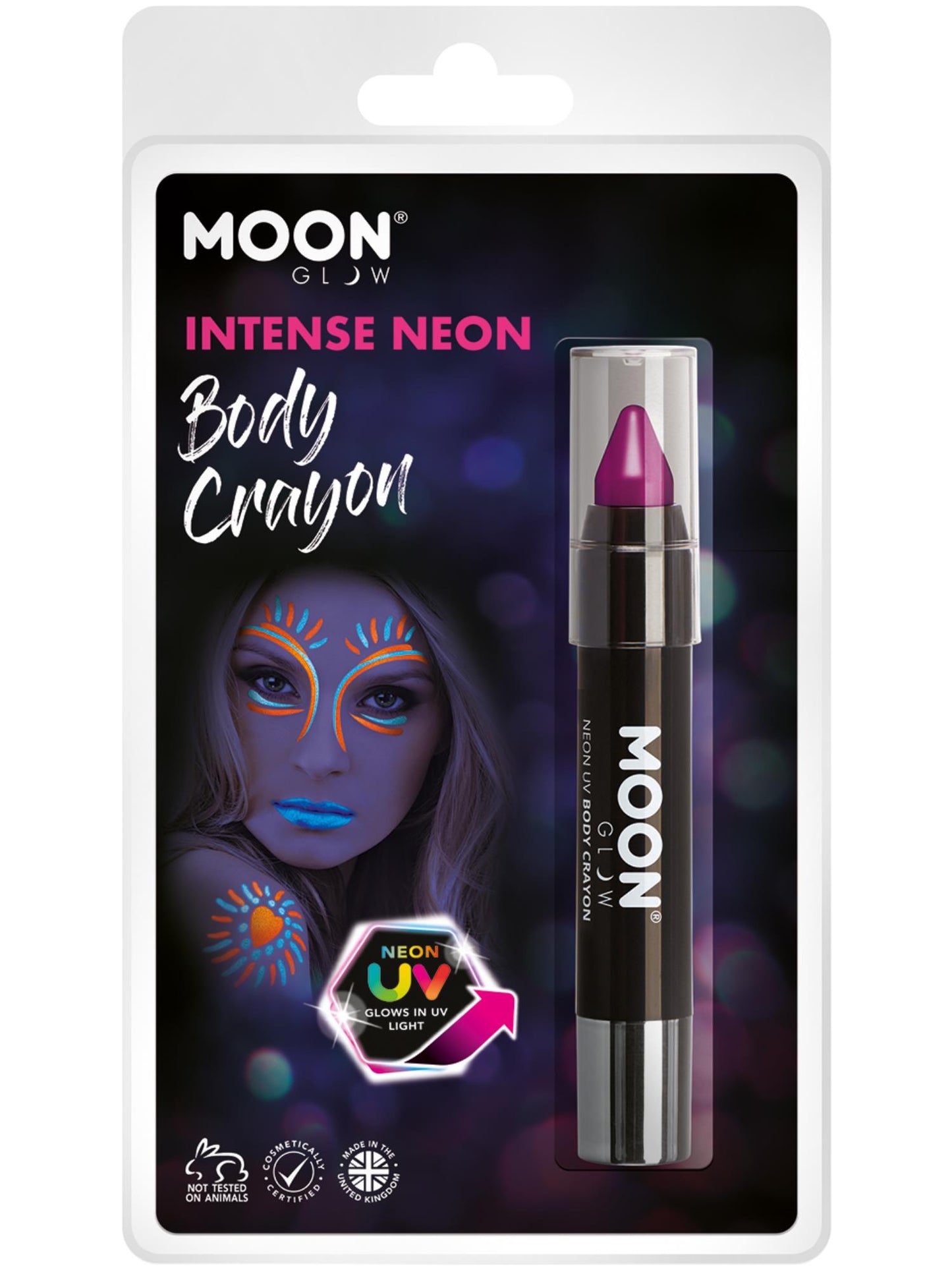 Smiffys Moon Glow Intense Neon UV Body Crayons, Intense Pu CD für Unisex