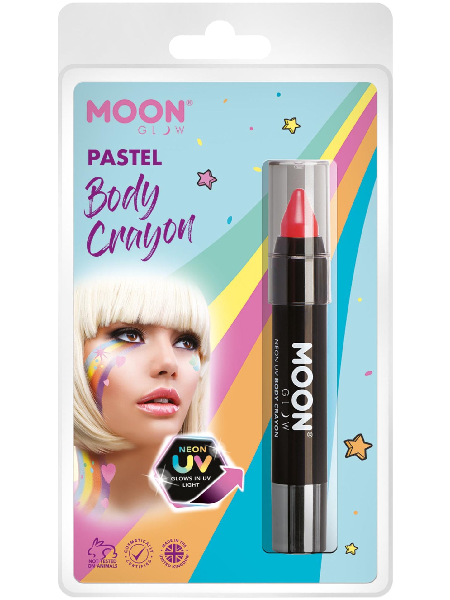 Smiffys Moon Glow Pastel Neon UV Body Crayons, Pastel Cora CD für Unisex