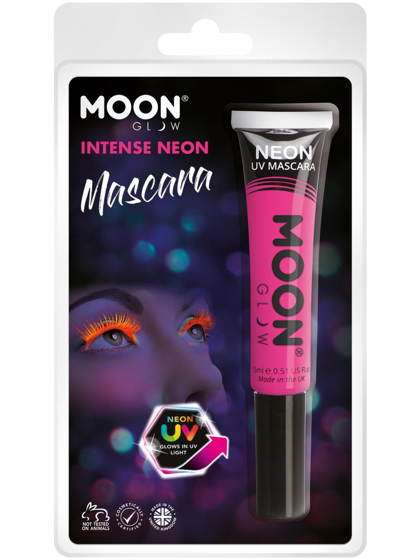 Smiffys Moon Glow Intense Neon UV Mascara, Intense Pink CD für Unisex
