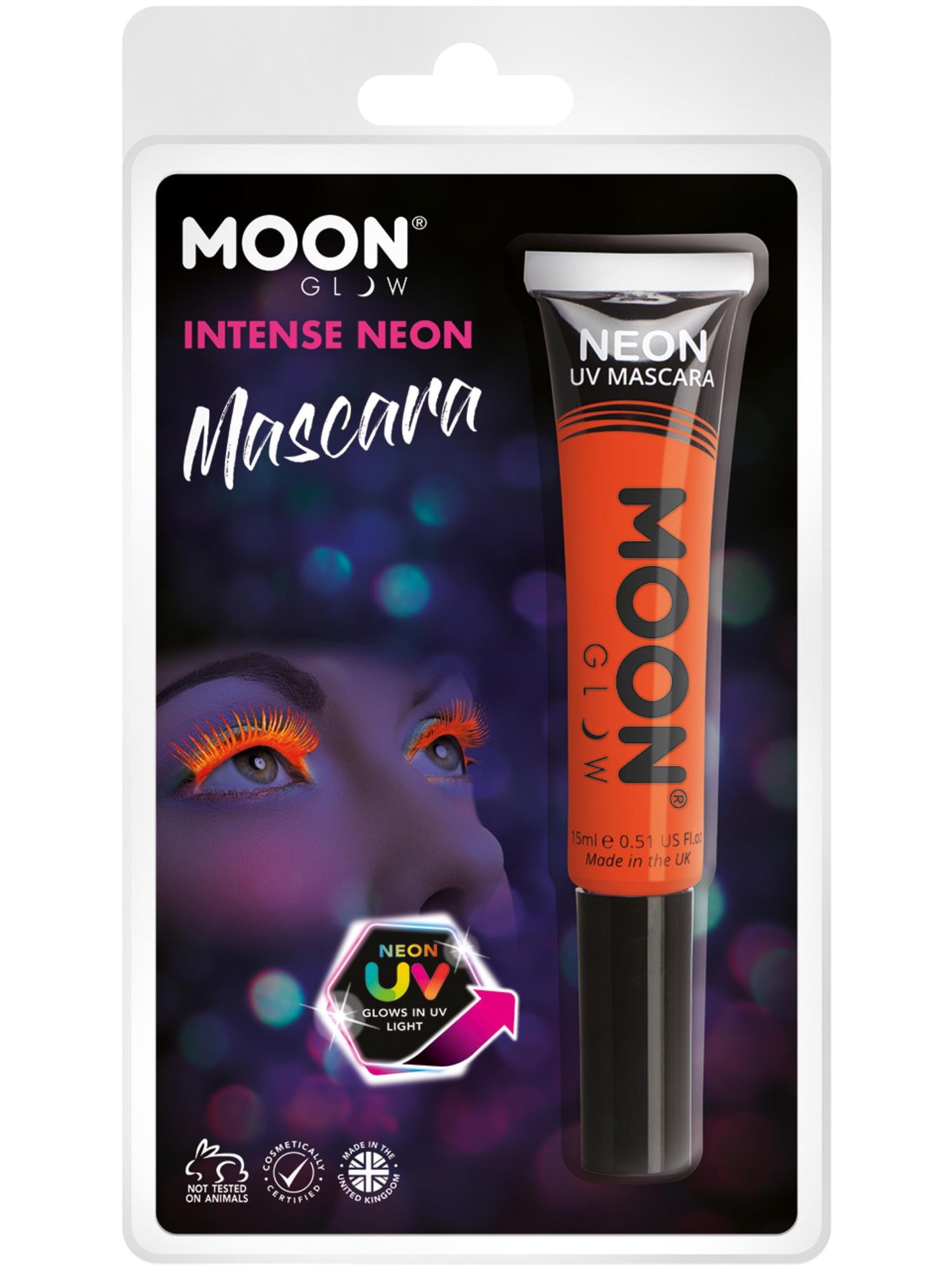 Smiffys Moon Glow Intense Neon UV Mascara, Intense Orange CD für Unisex