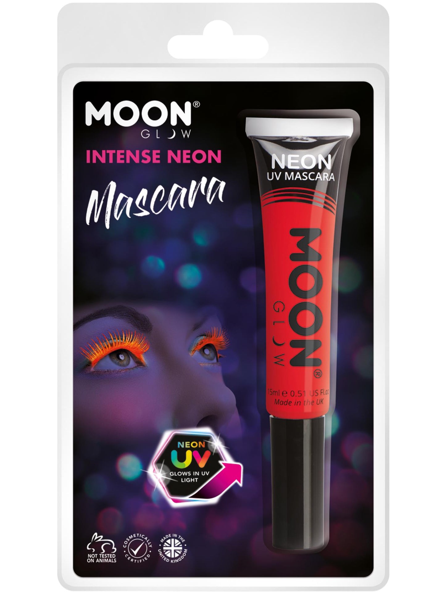 Smiffys Moon Glow Intense Neon UV Mascara, Intense Red CD für Unisex