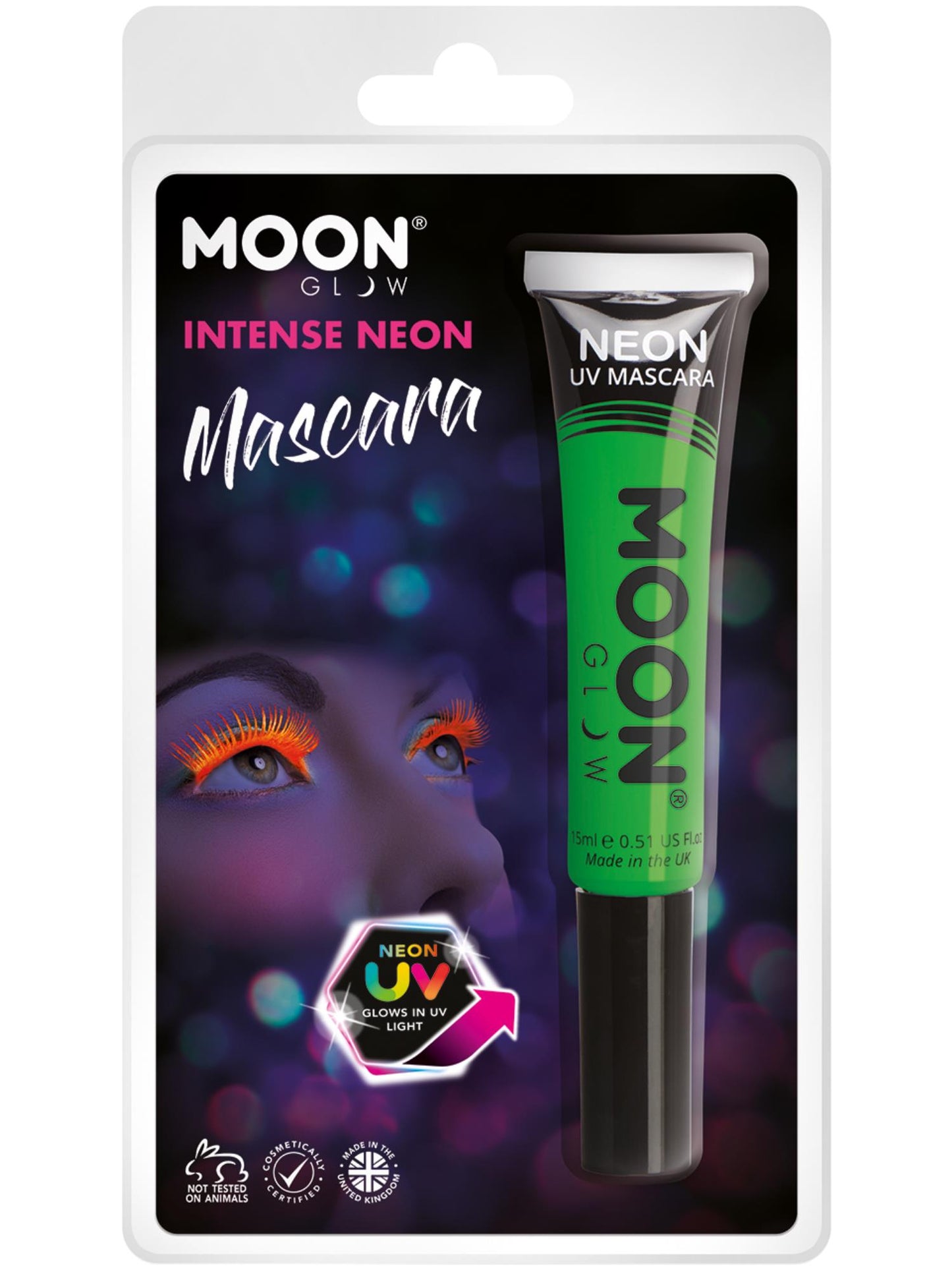 Smiffys Moon Glow Intense Neon UV Mascara, Intense Green CD für Unisex