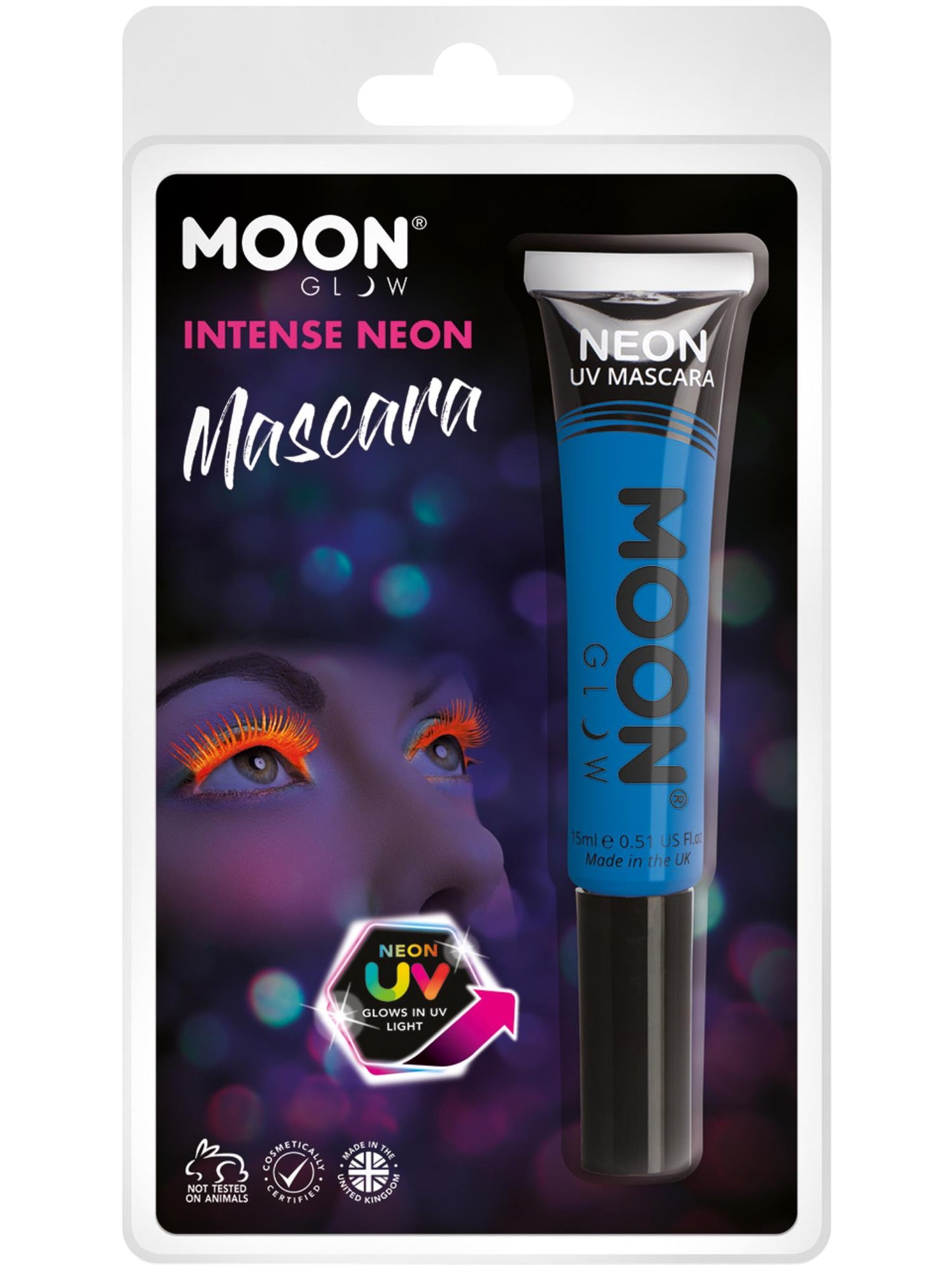 Smiffys Moon Glow Intense Neon UV Mascara, Intense Blue CD für Unisex