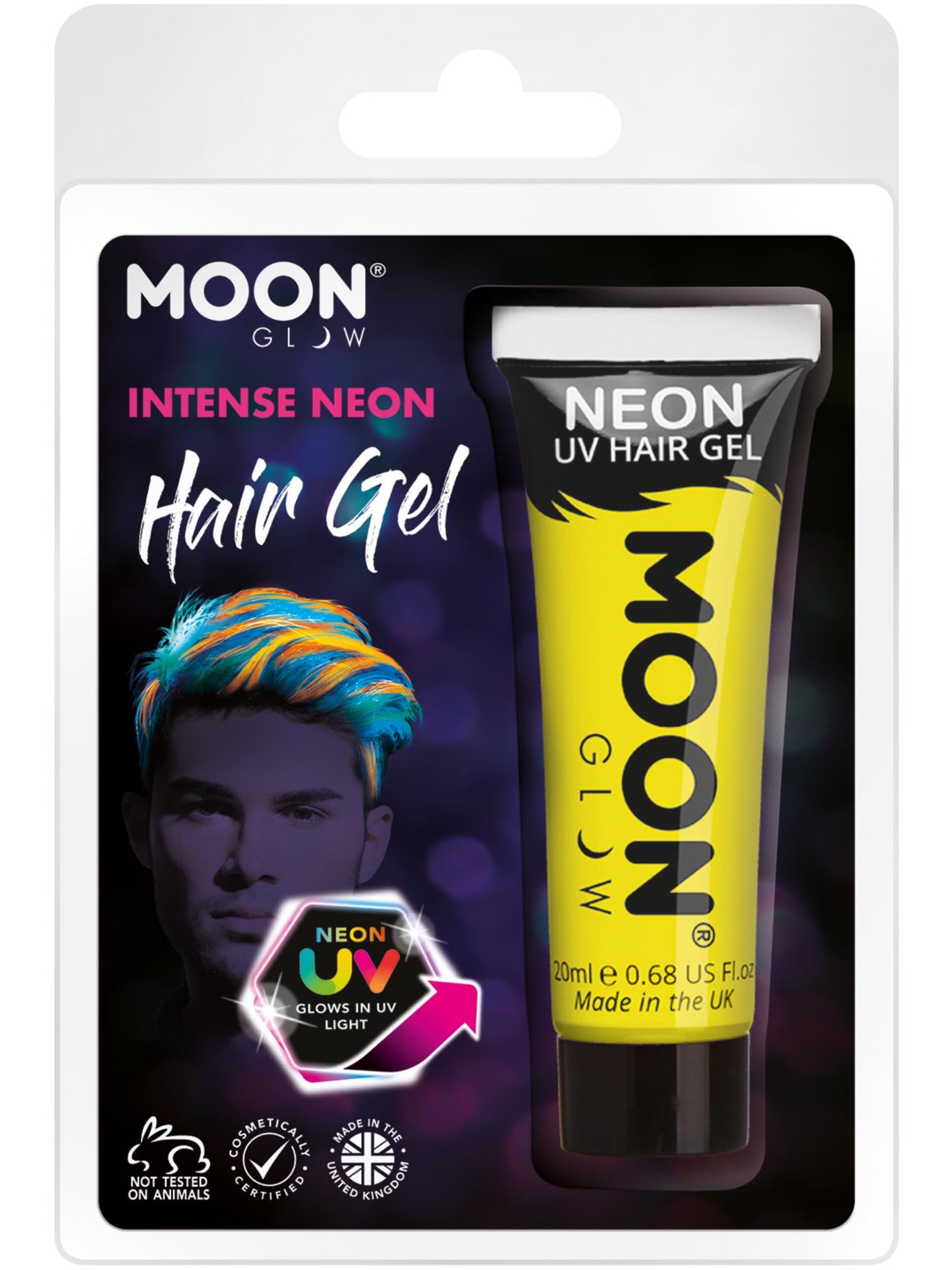 Smiffys Moon Glow Intense Neon UV Hair Gel, Intense Yellow CD für Unisex