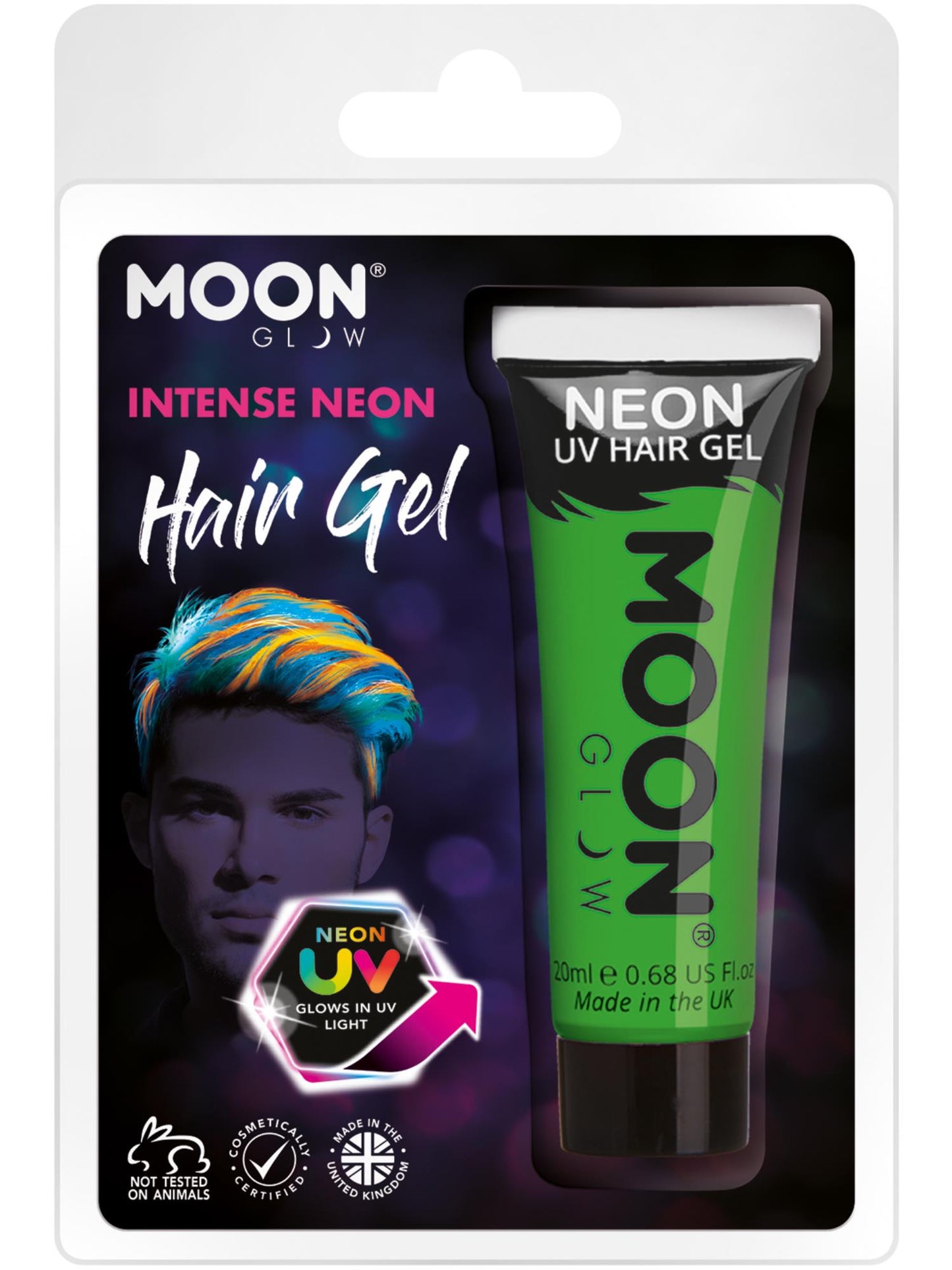 Smiffys Moon Glow Intense Neon UV Hair Gel, Intense Green CD für Unisex