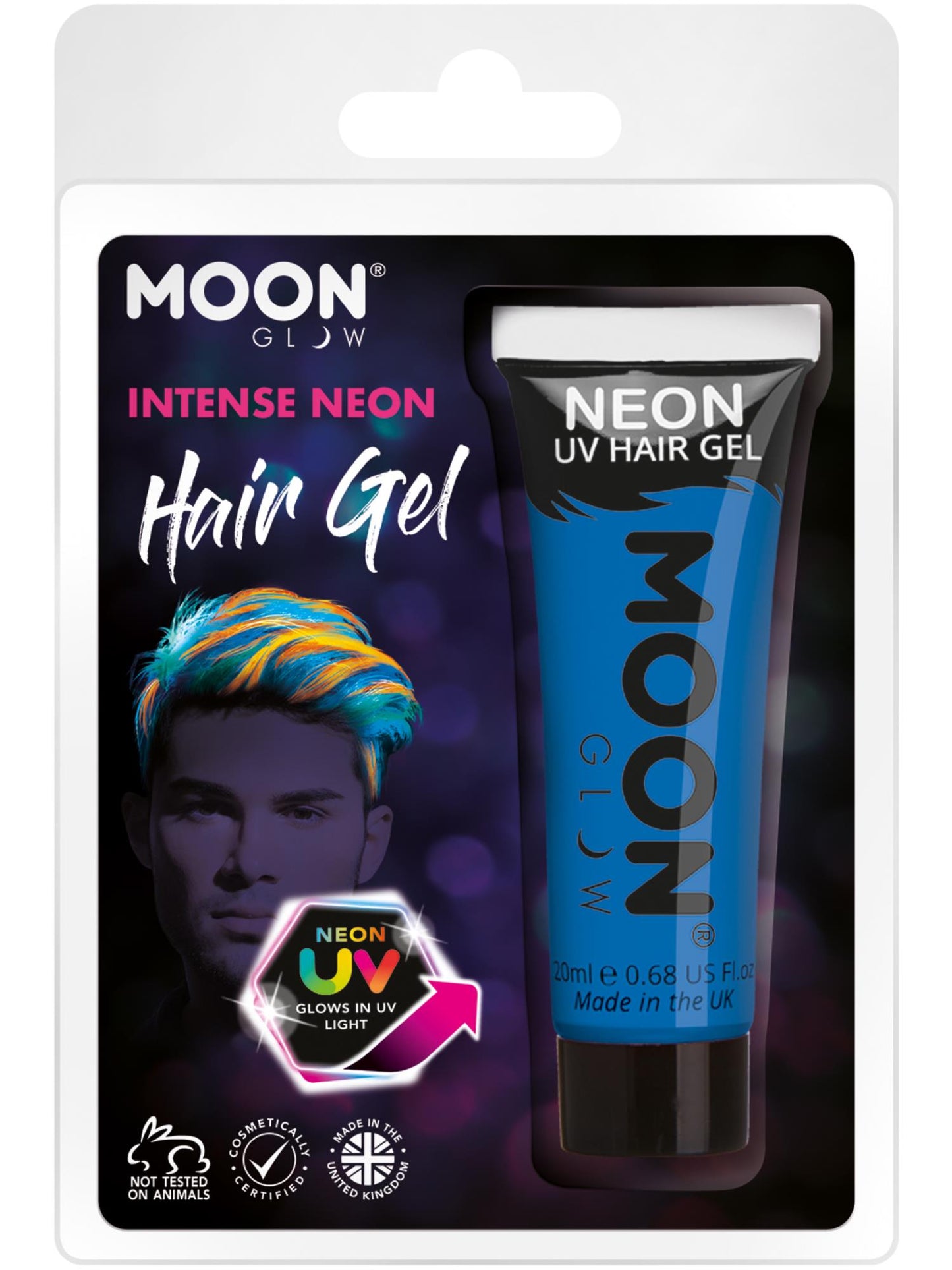 Smiffys Moon Glow Intense Neon UV Hair Gel, Intense Blue CD für Unisex