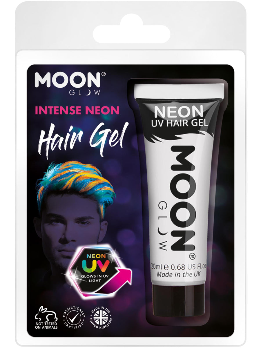 Smiffys Moon Glow Intense Neon UV Hair Gel, White CD für Unisex