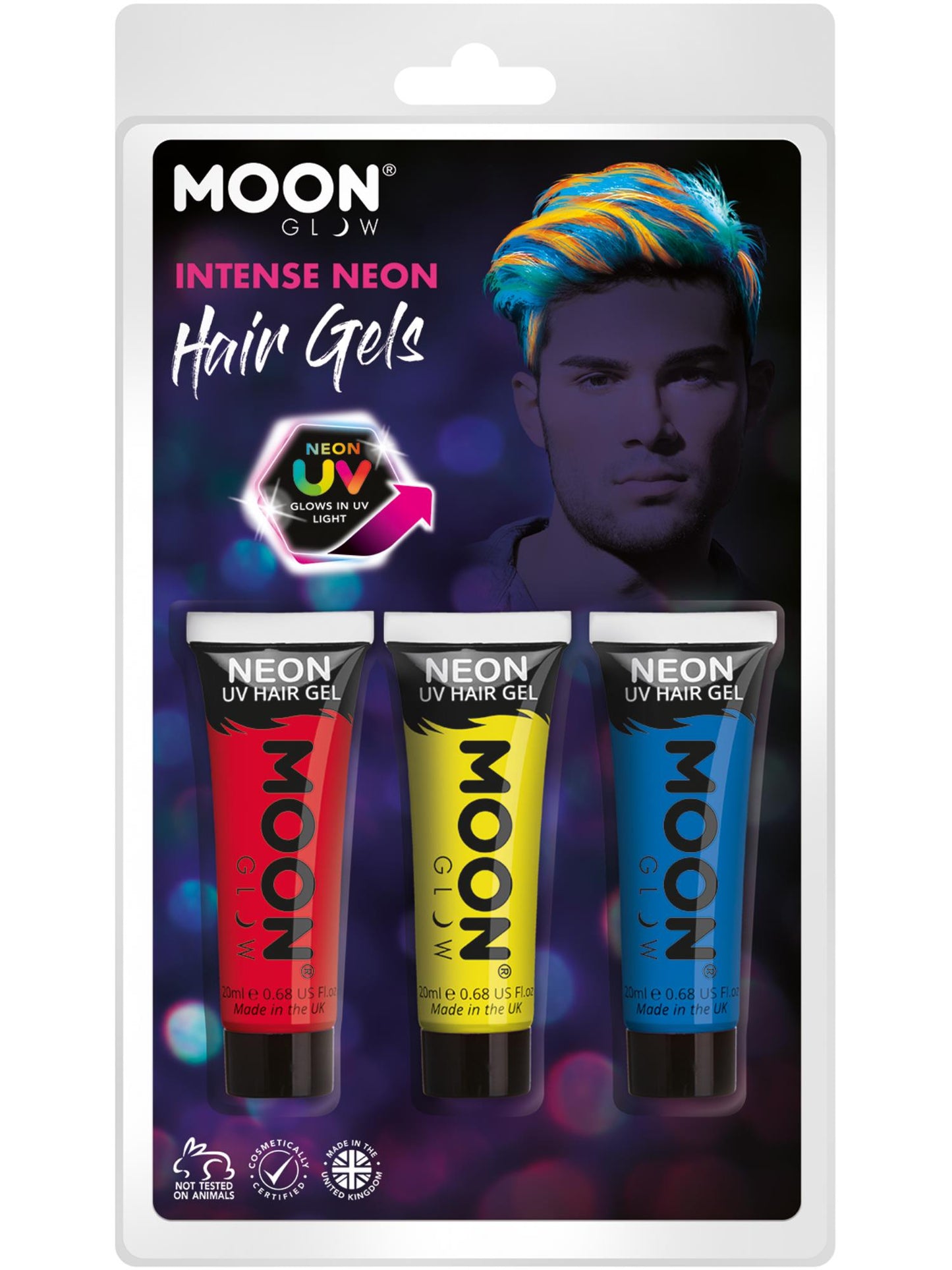 Smiffys Moon Glow Intense Neon UV Hair Gel, CD für Unisex
